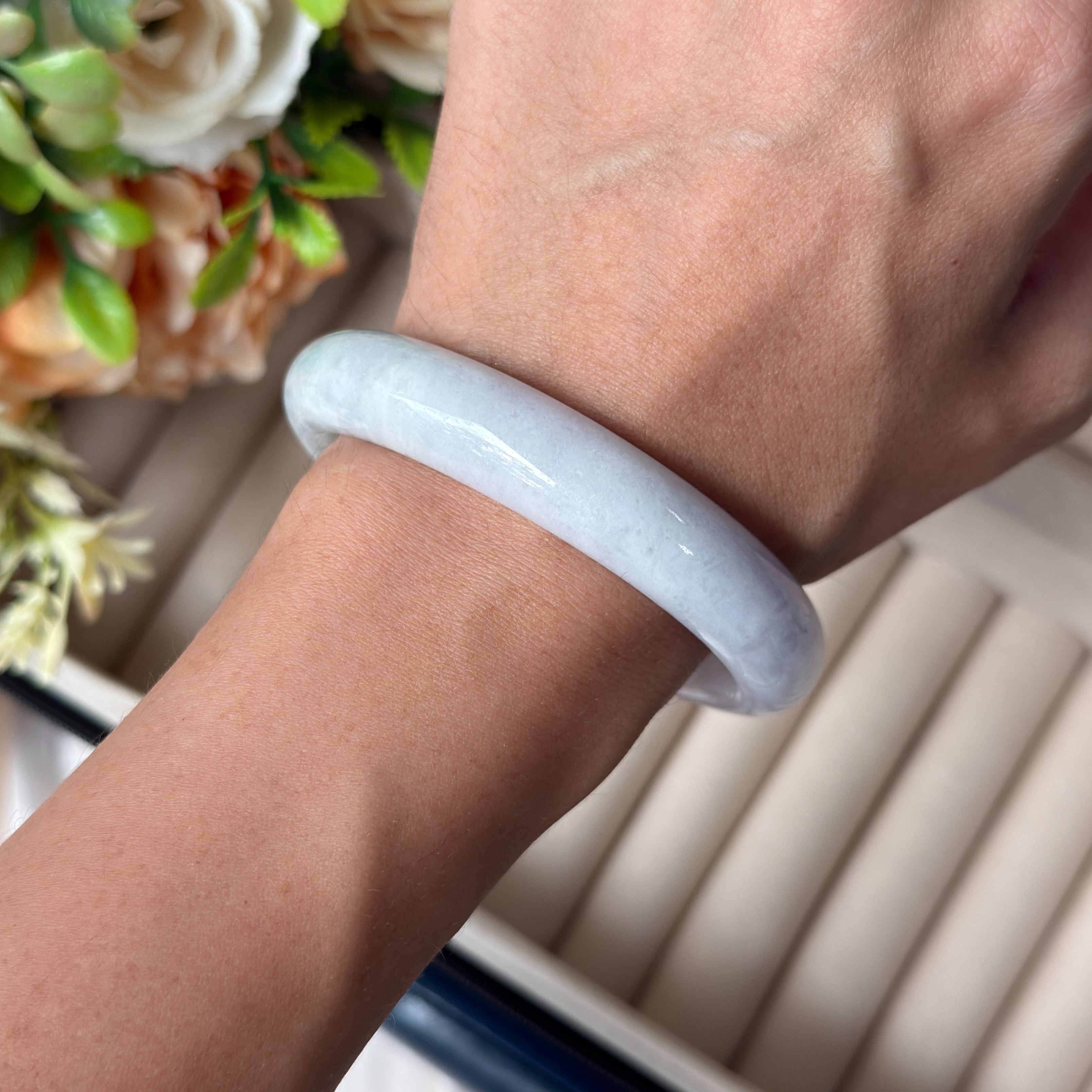 Grade A Lavender Sage Jade Bangle - S56/55.2g
