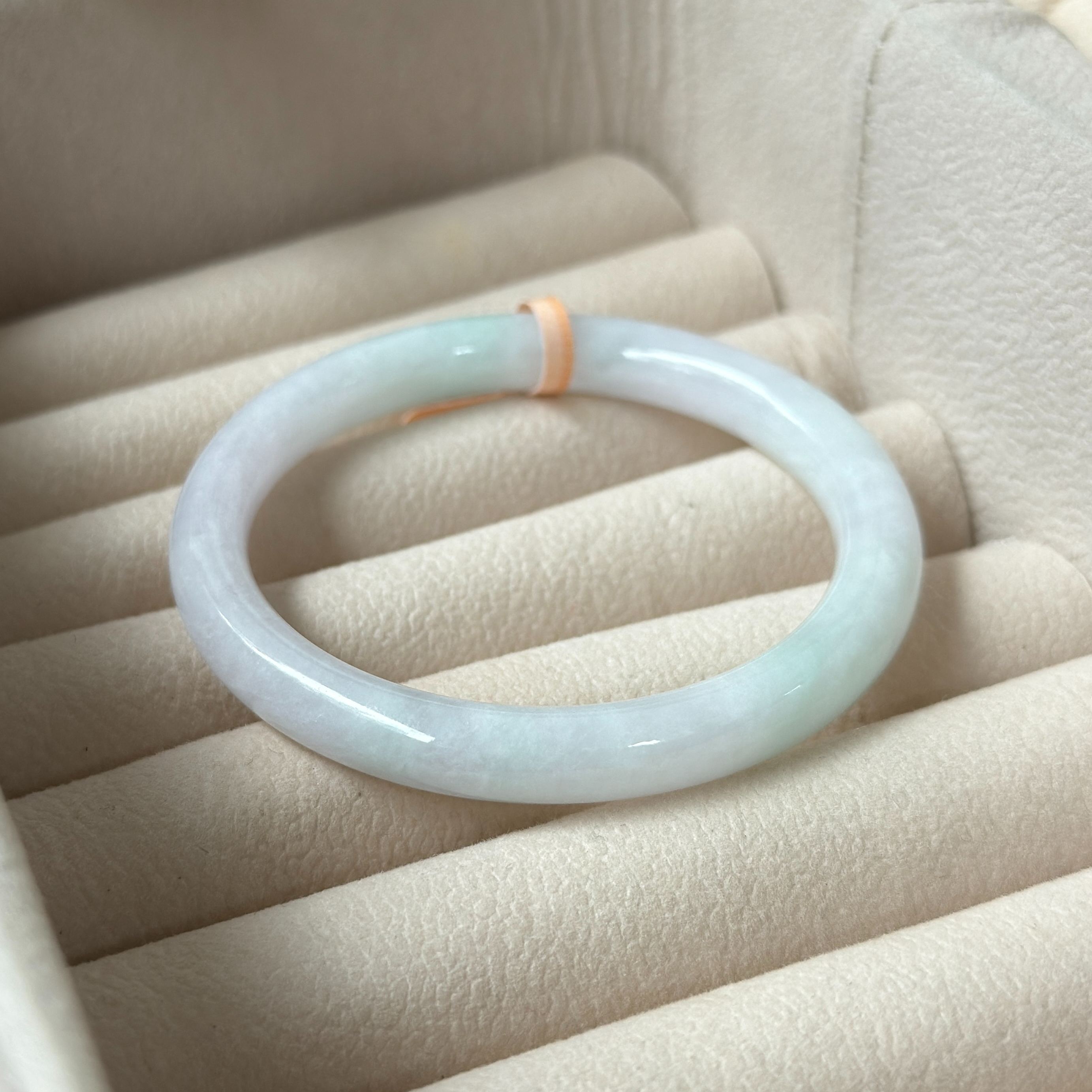 Grade A Mist Meadow Jade Yuan Tiao Bangle - S50+/25.7g