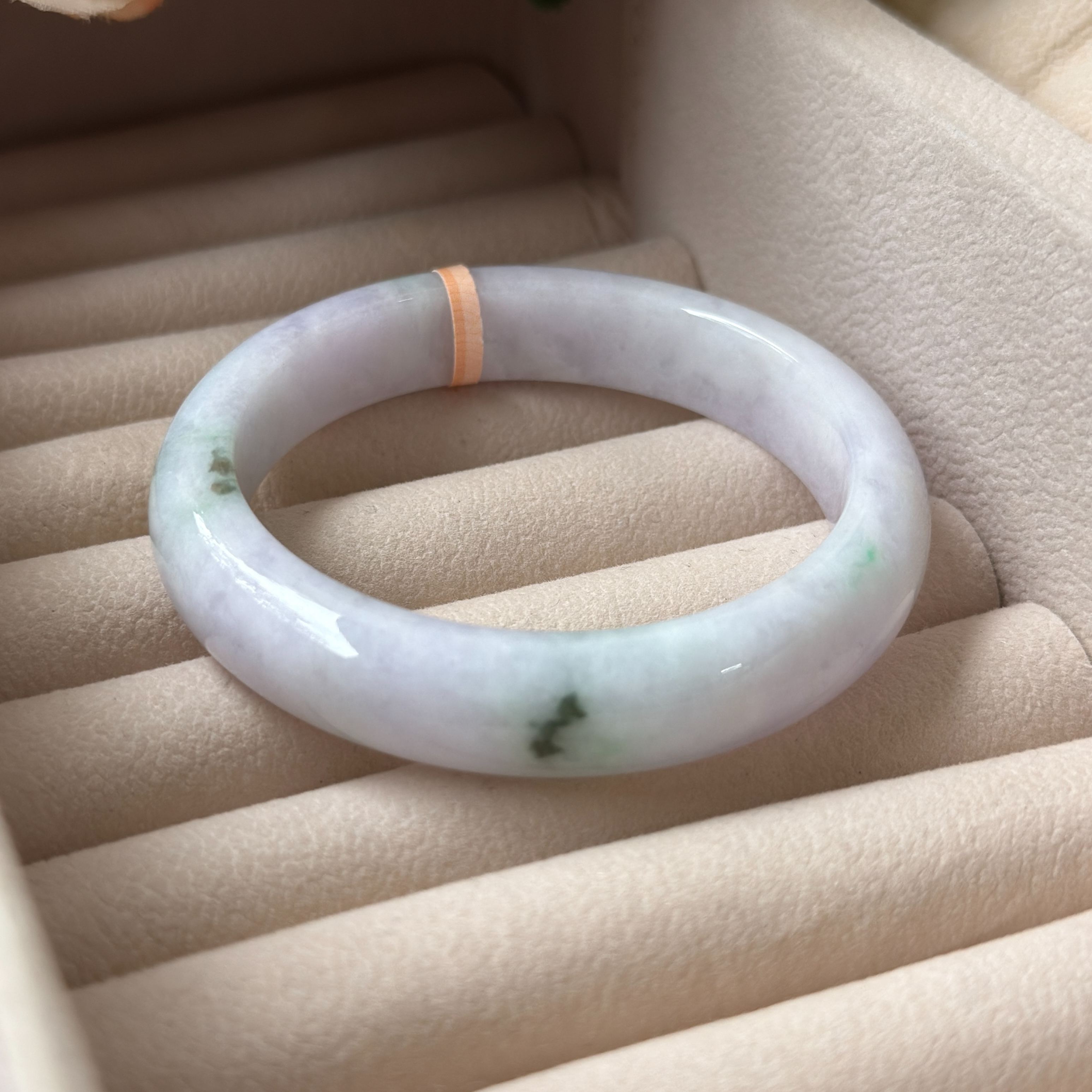 Grade A Orchid Lavender Green Jade Bangle - S55+/57.9g