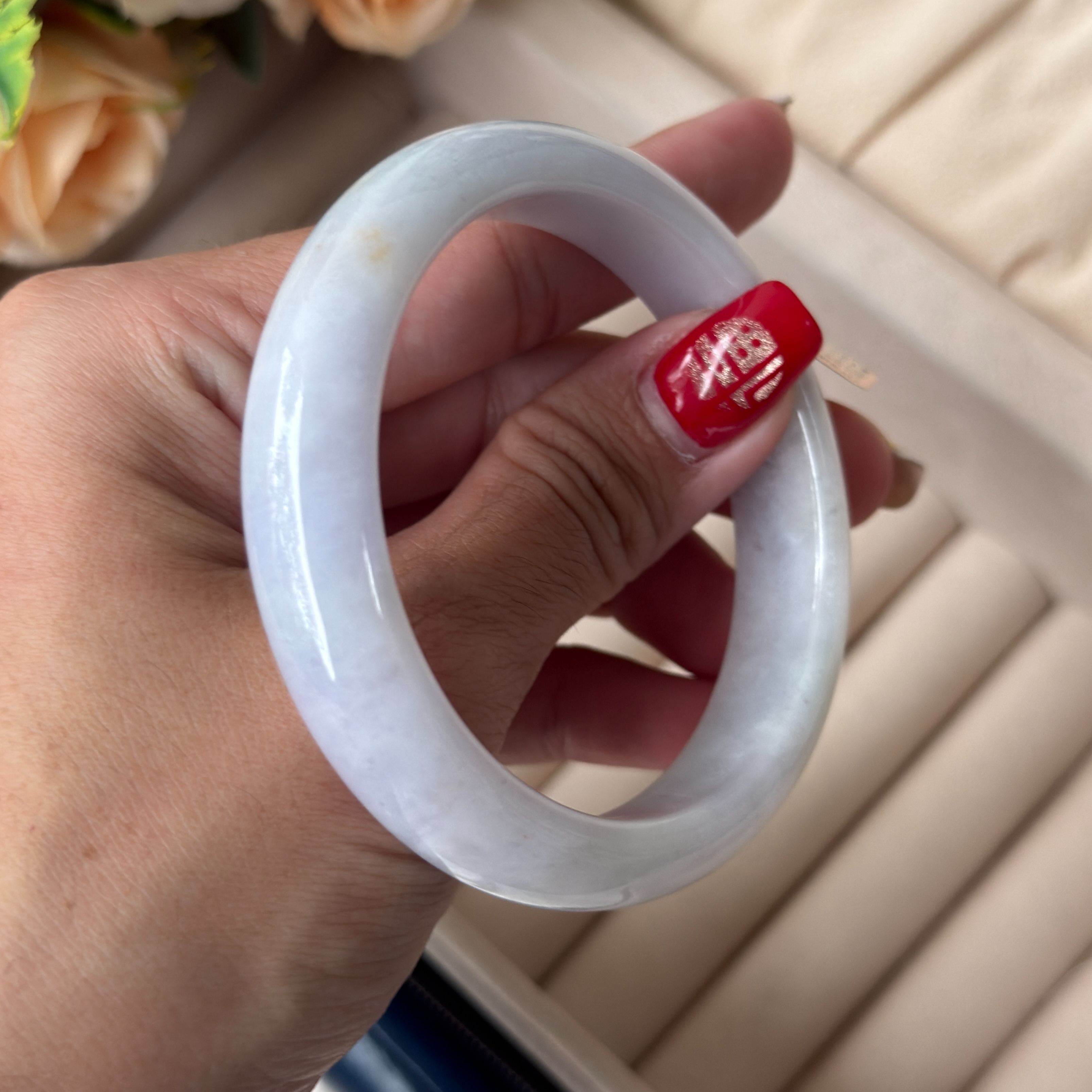 Grade A Lavender Green Jade Bangle - S56/55.1g