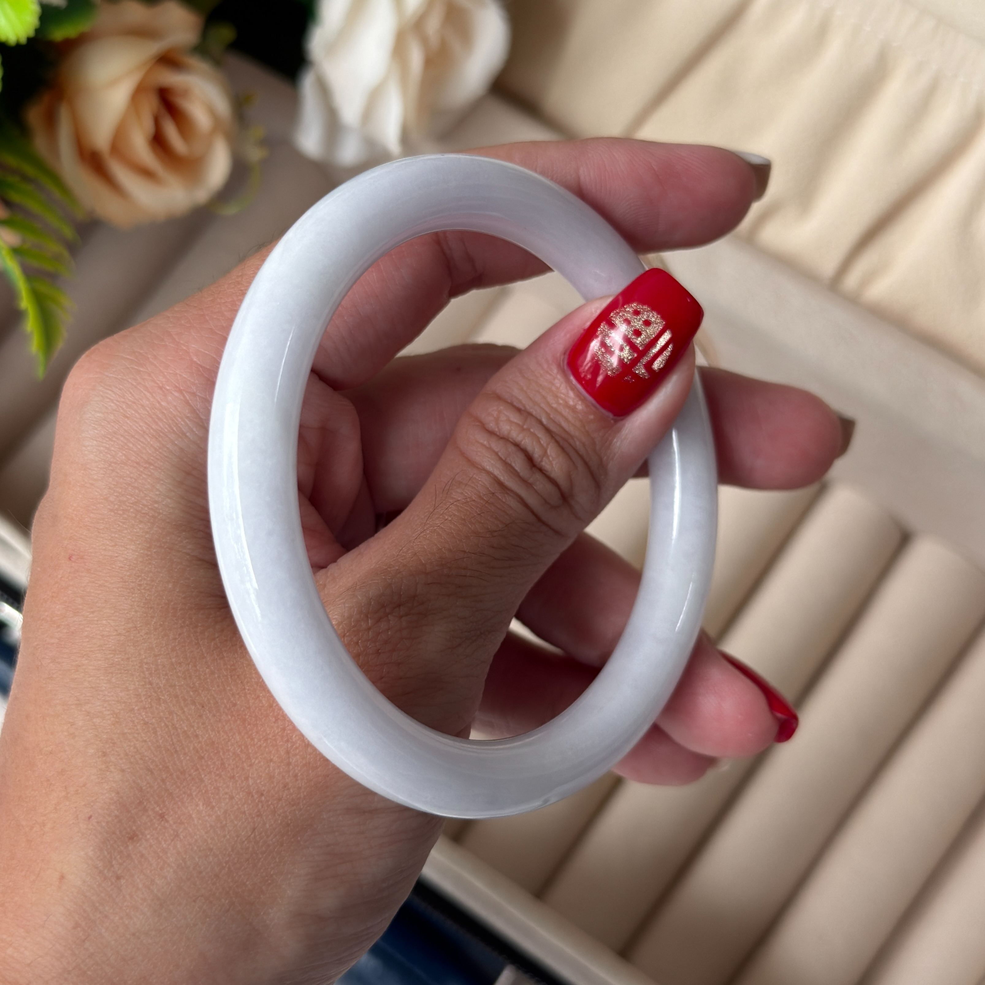 Grade A Soft Lavender Yuan Tiao Jade Bangle - S56+/38.3g