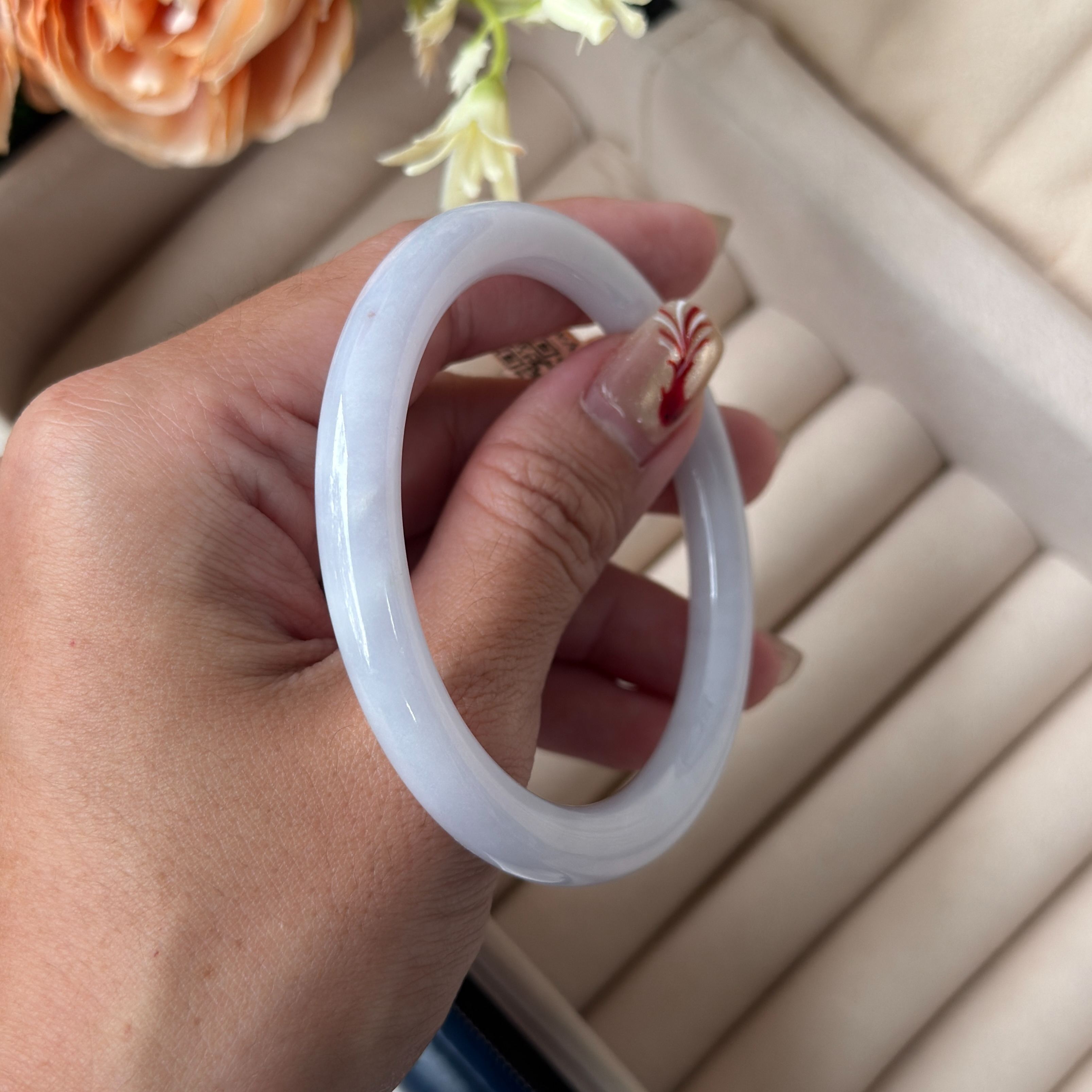 Grade A Soft Lavender Yuan Tiao Jade Bangle - S56/30.6g