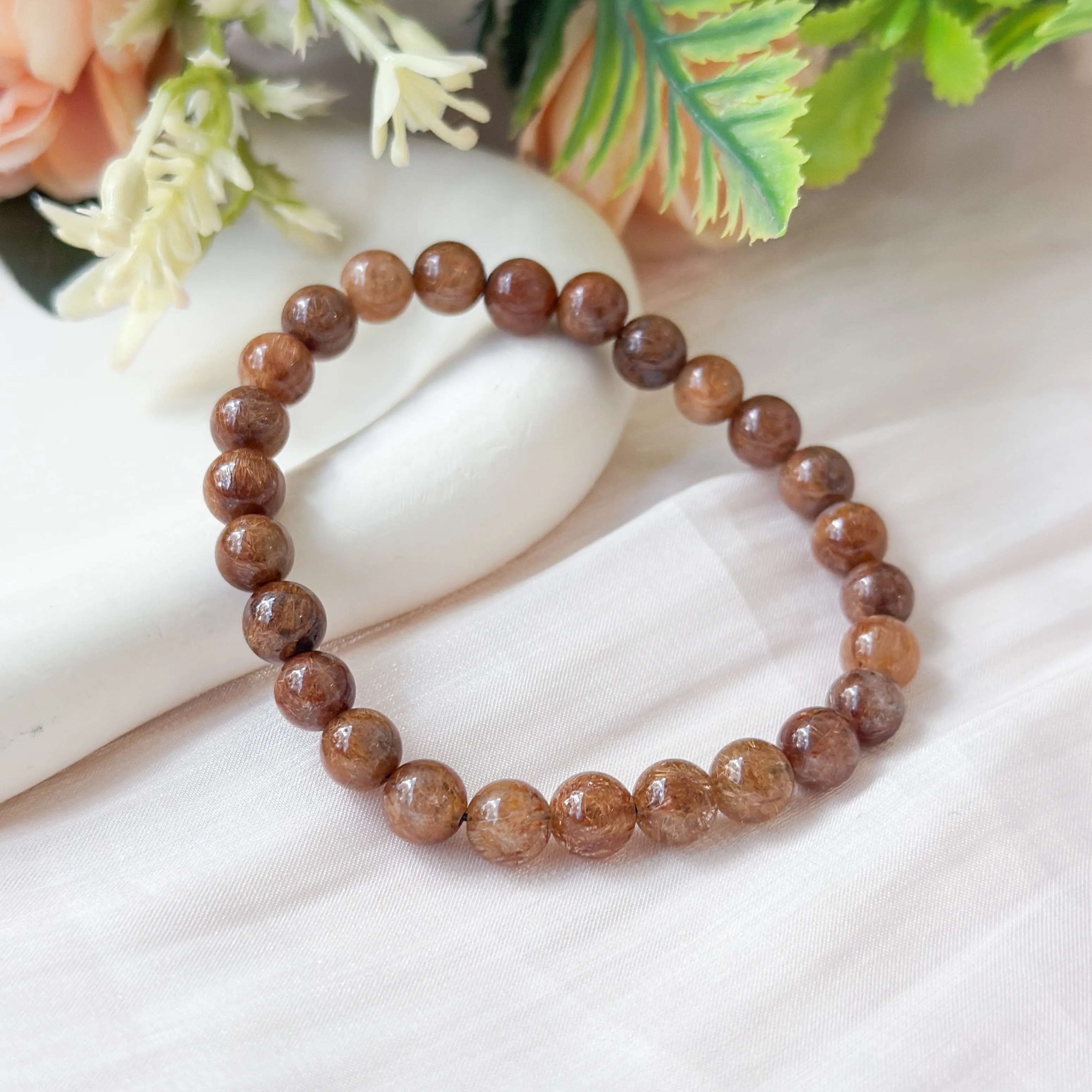 Copper Rutilated Quartz 7+mm AAA Bracelet