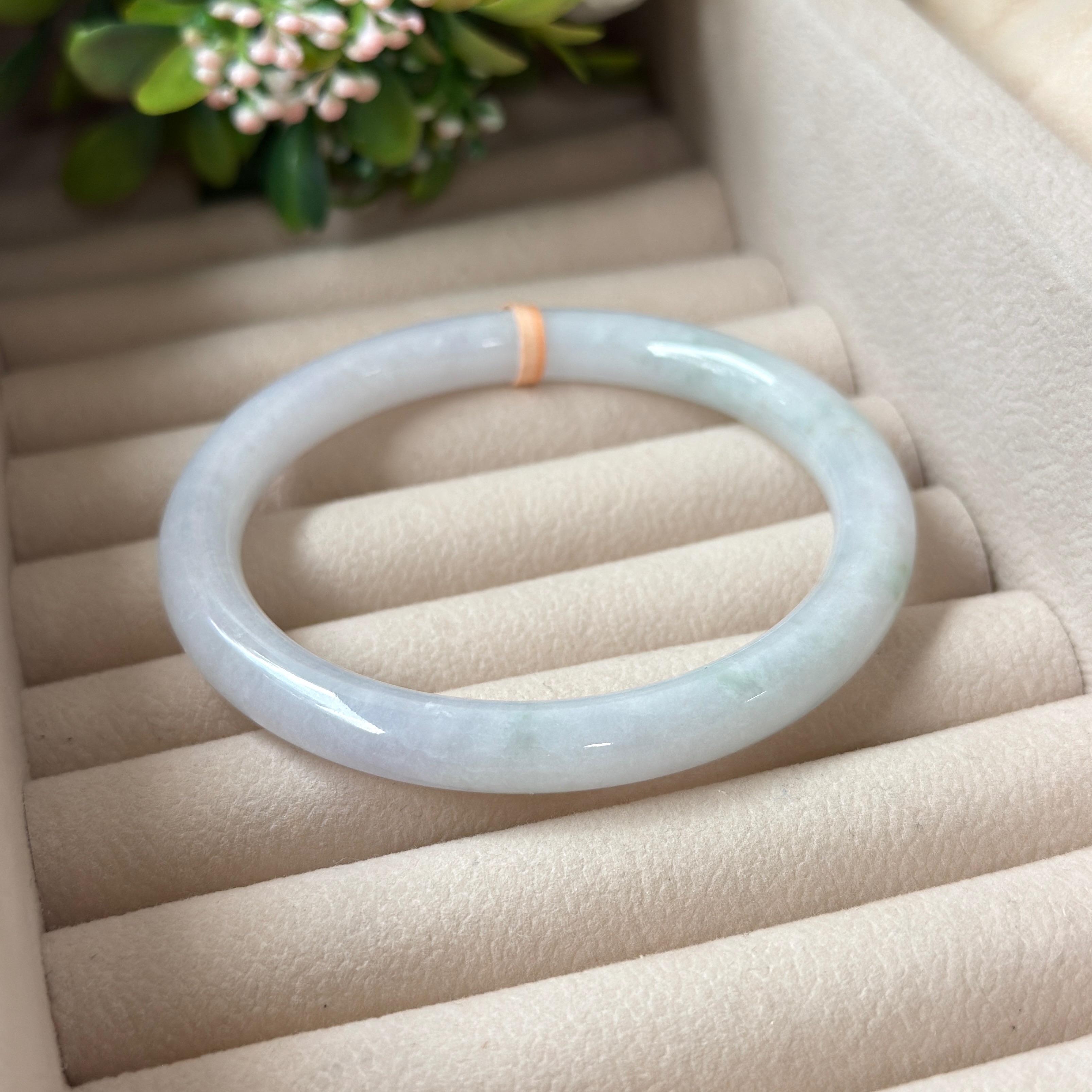 Grade A Frosty Green Jade Yuan Tiao Bangle - S60/39.5g