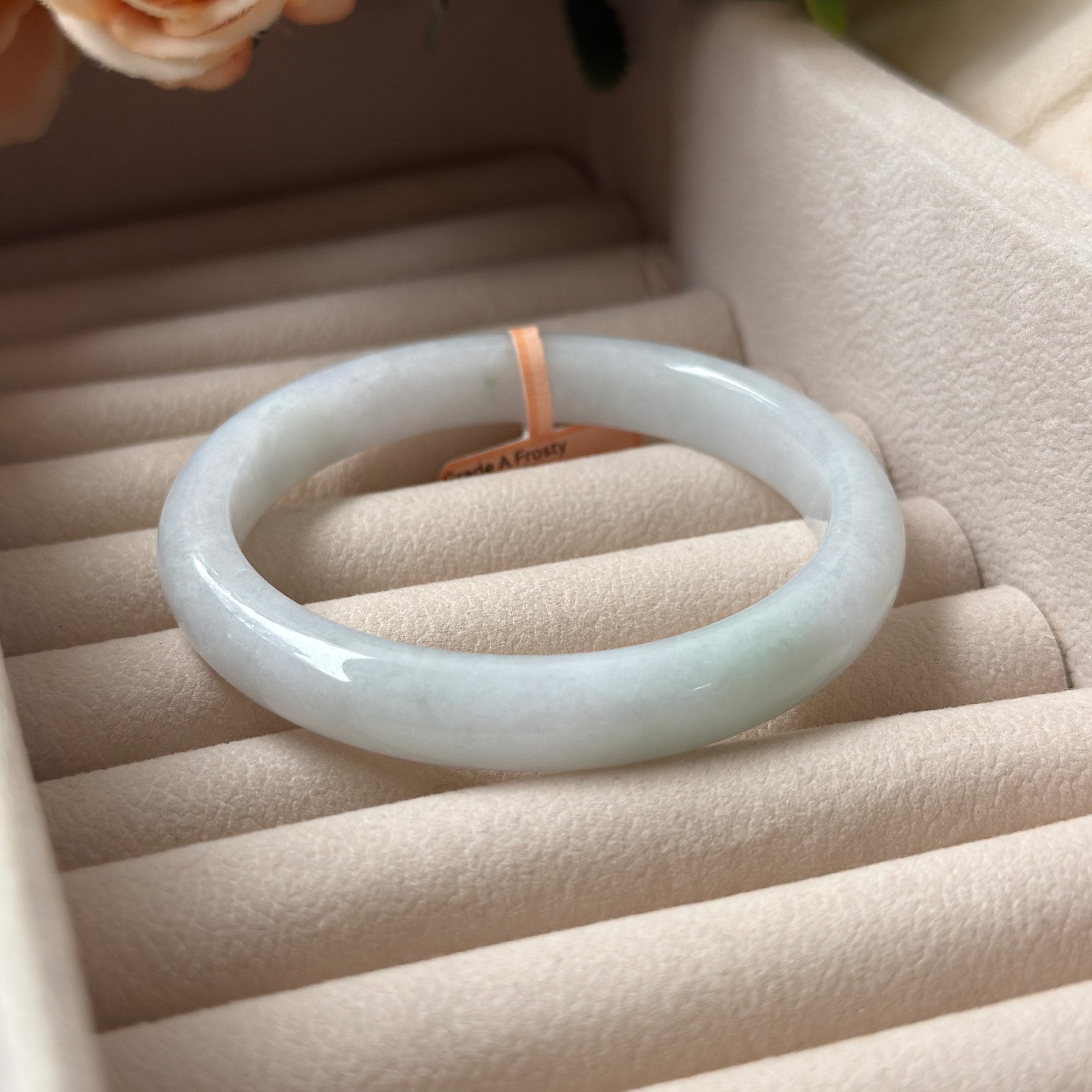 Grade A Frosty White Jade Bangle - S59/45.9g