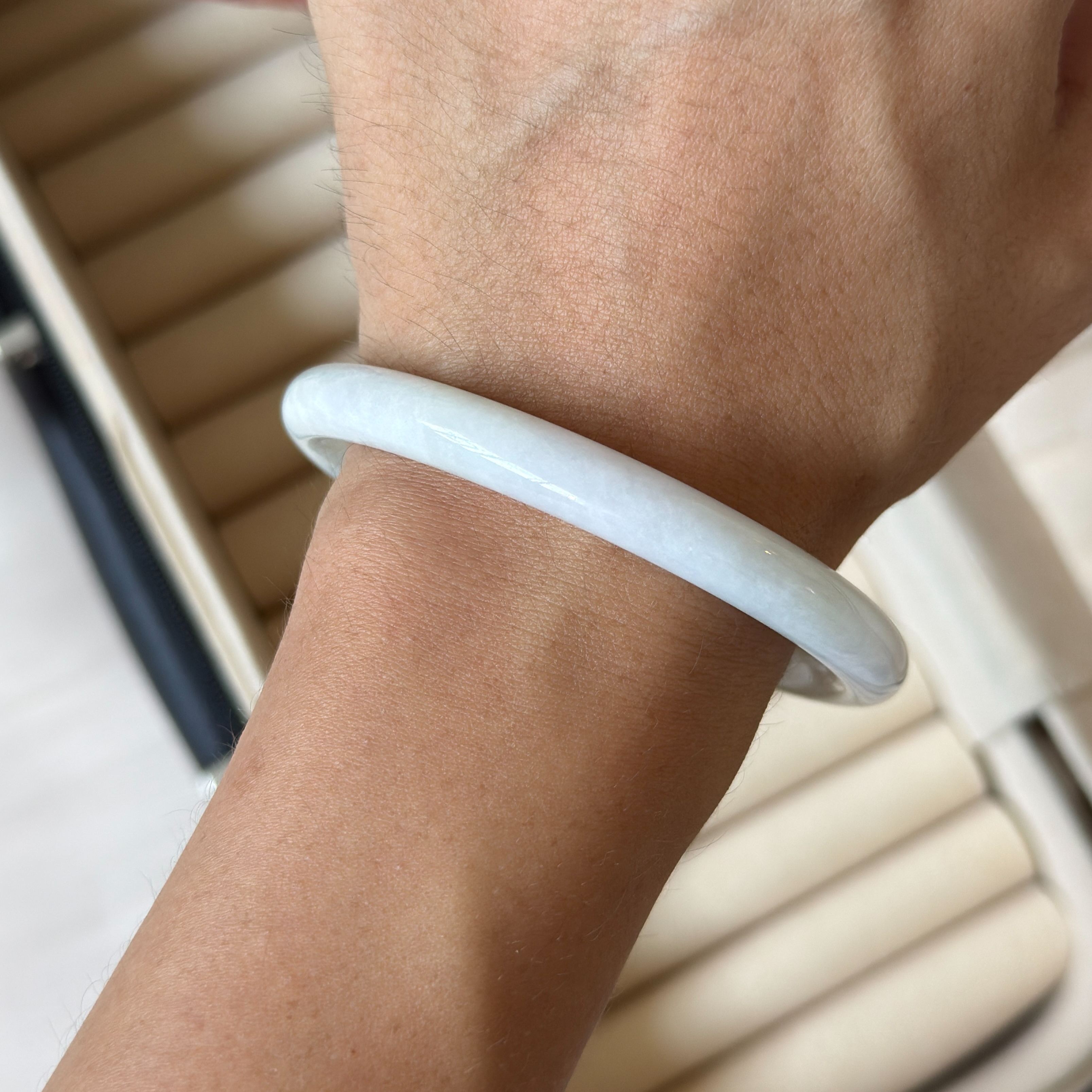 Grade A Snowy Mint Jade Bangle - S55+/31.2g