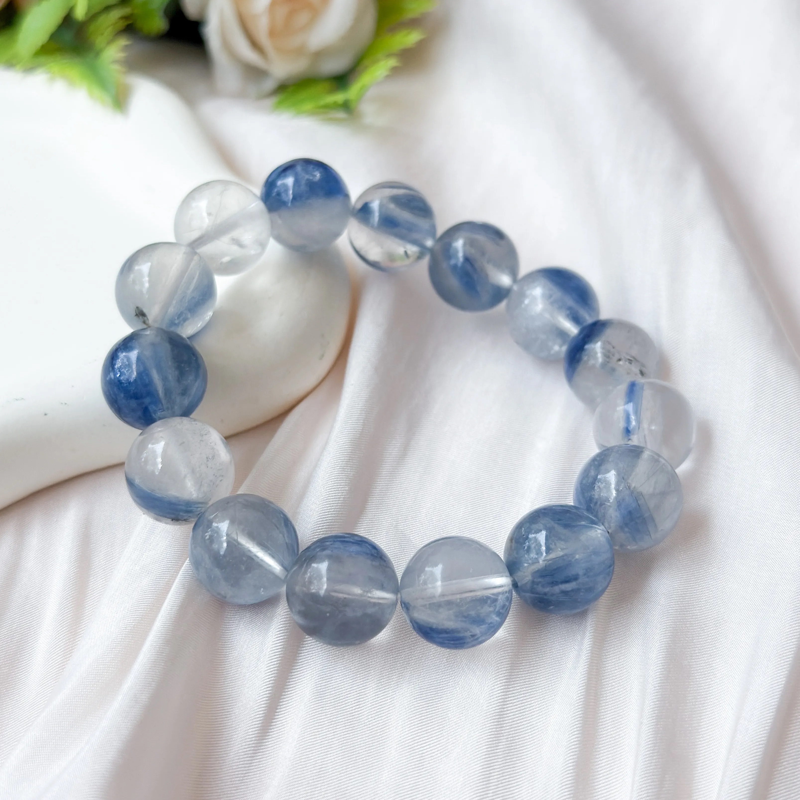 Kyanite in Quartz 13-14mm AAAA Bracelet