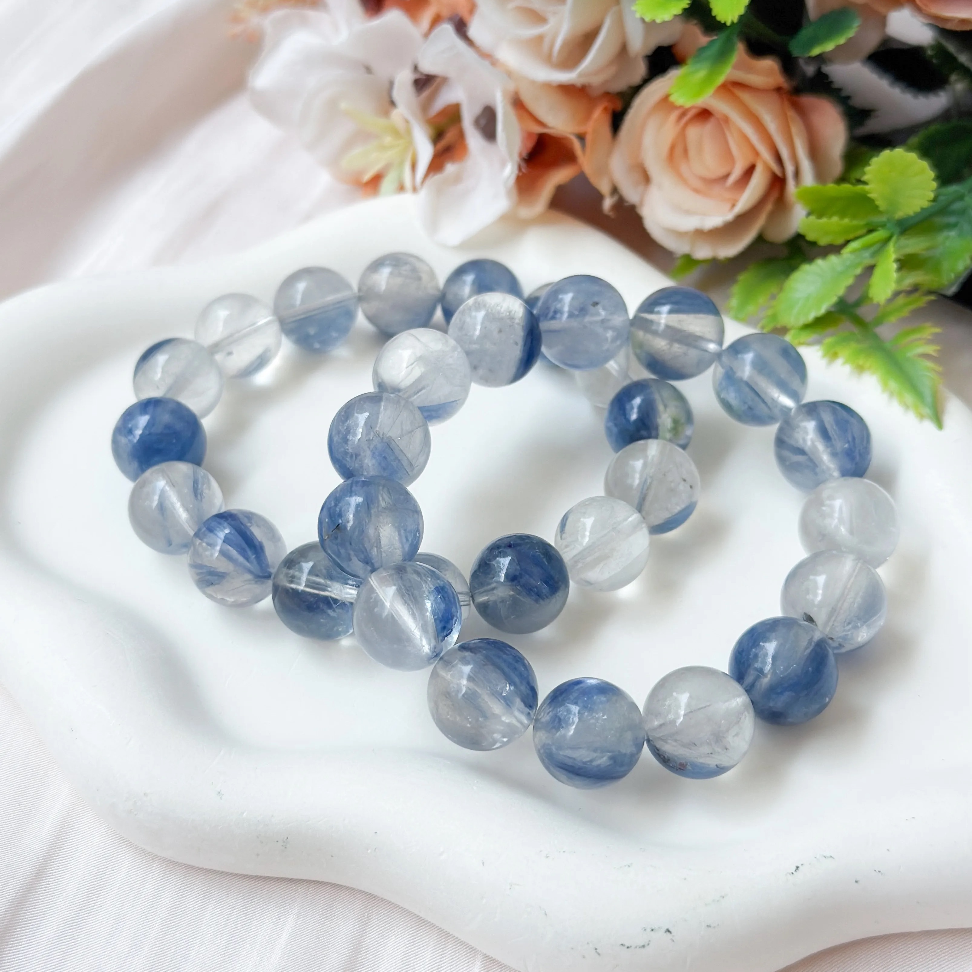 Kyanite in Quartz 13-14mm AAAA Bracelet