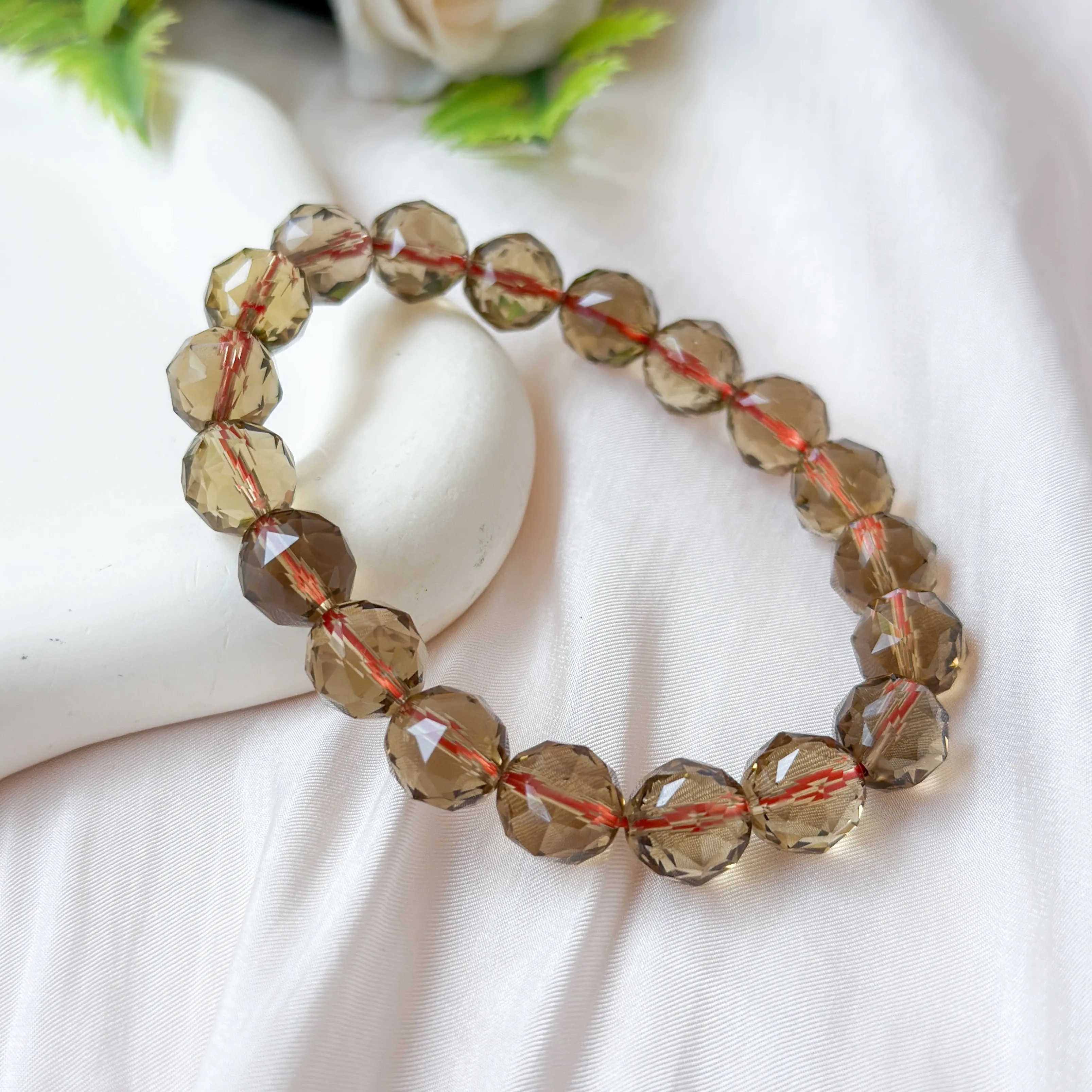 Smoky Citrine 10mm Diamond Cut Bracelet