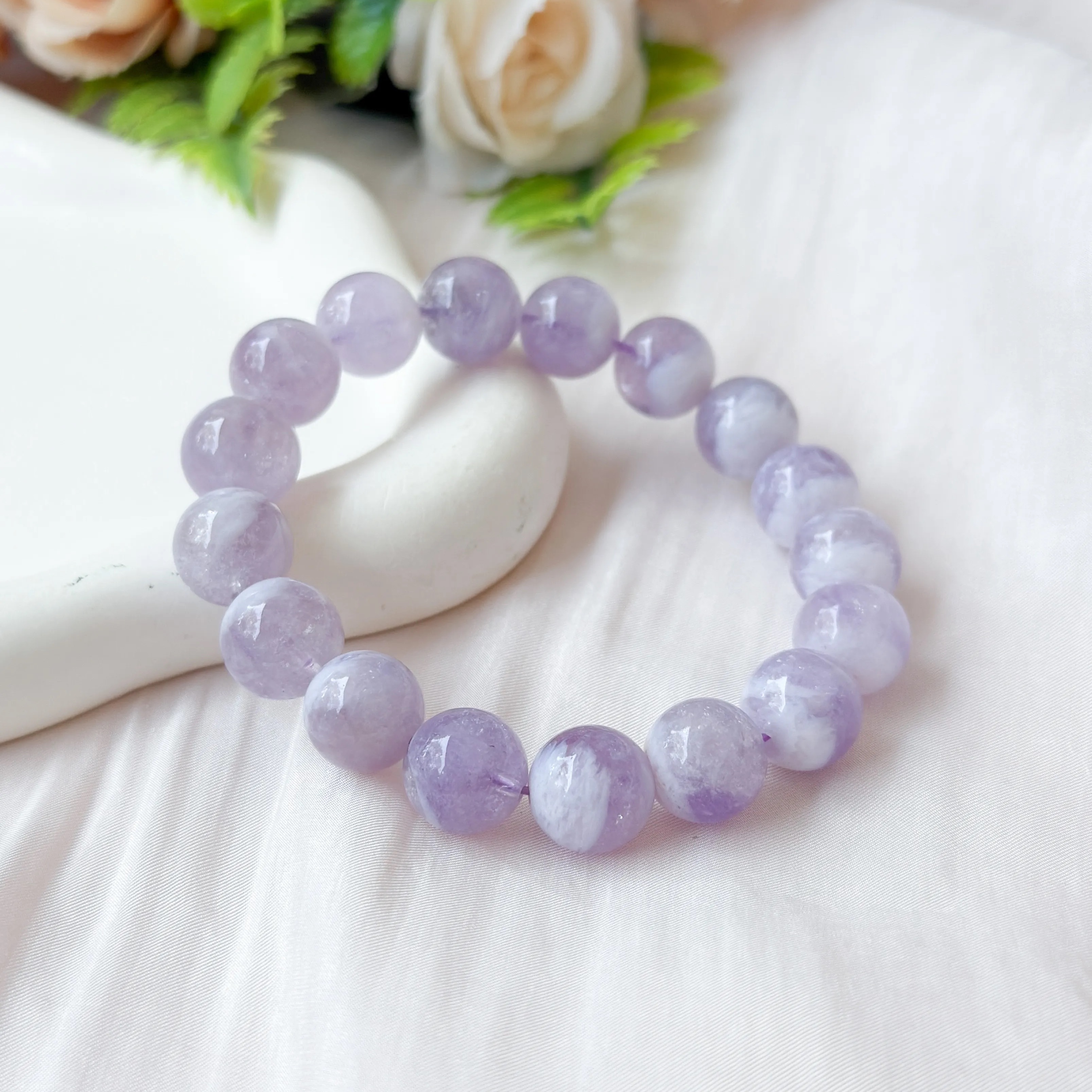 Snowy Amethyst 12mm AAAA Bracelet