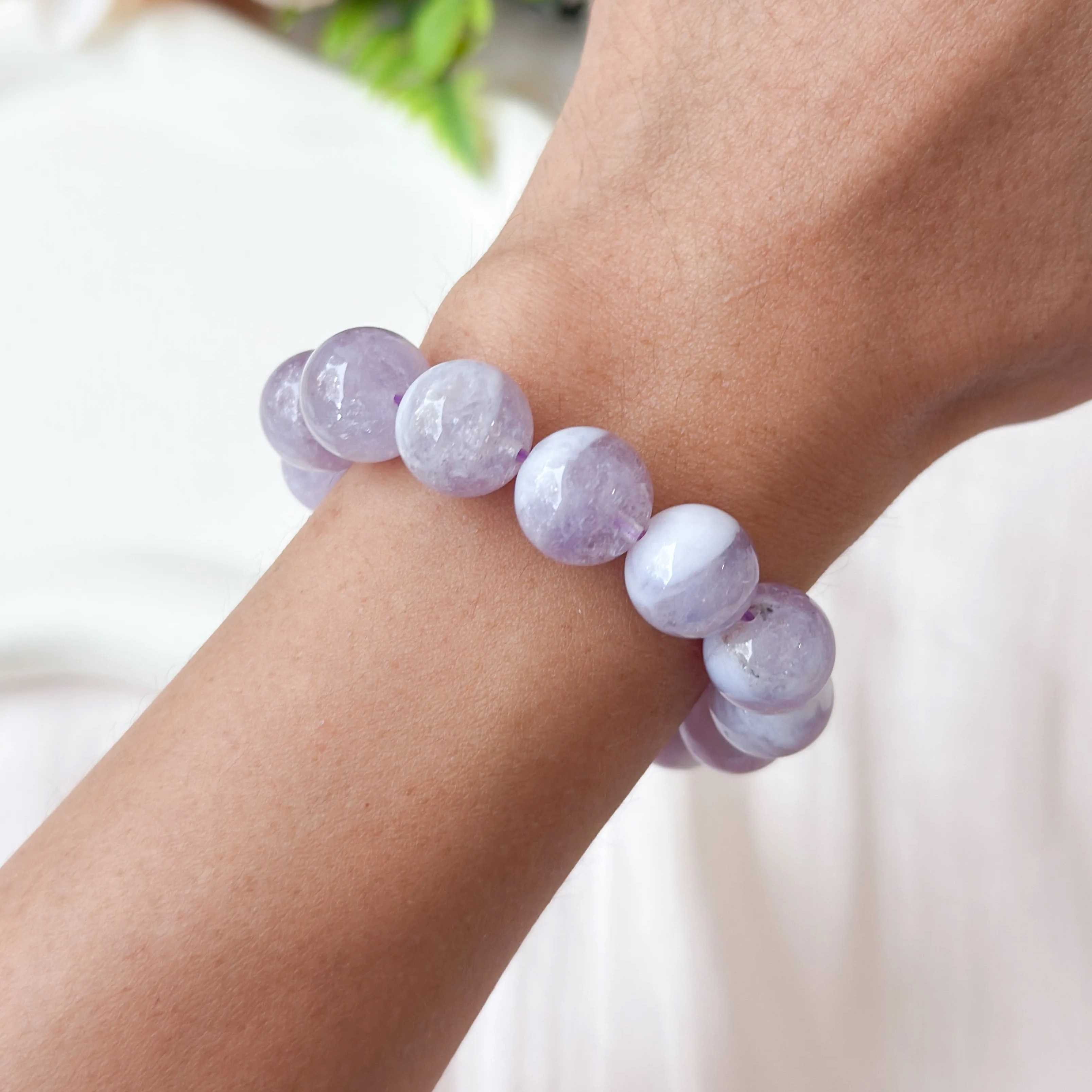 Snowy Amethyst 12mm AAAA Bracelet