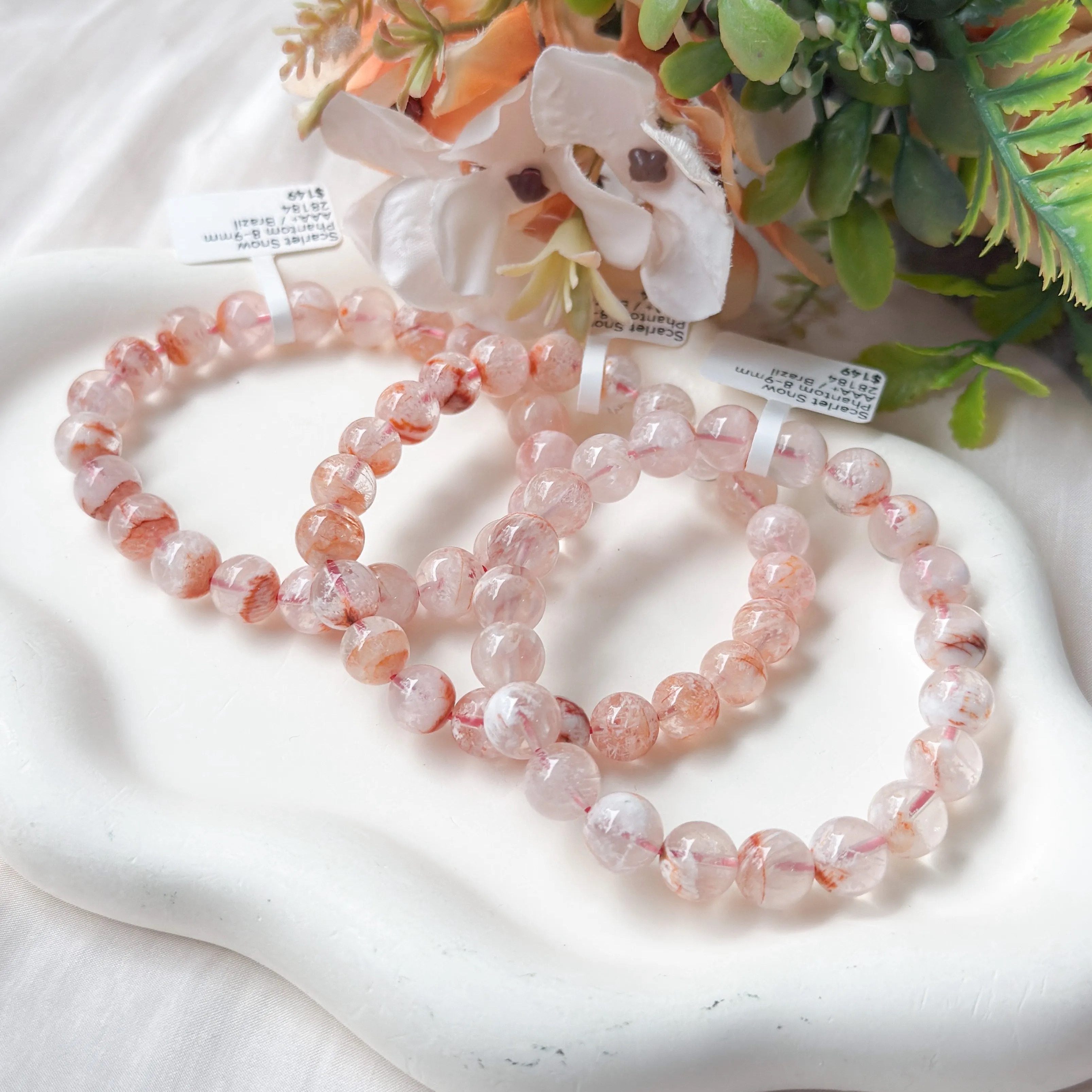 Scarlet Snow Phantom 8-9mm AAA+ Bracelet