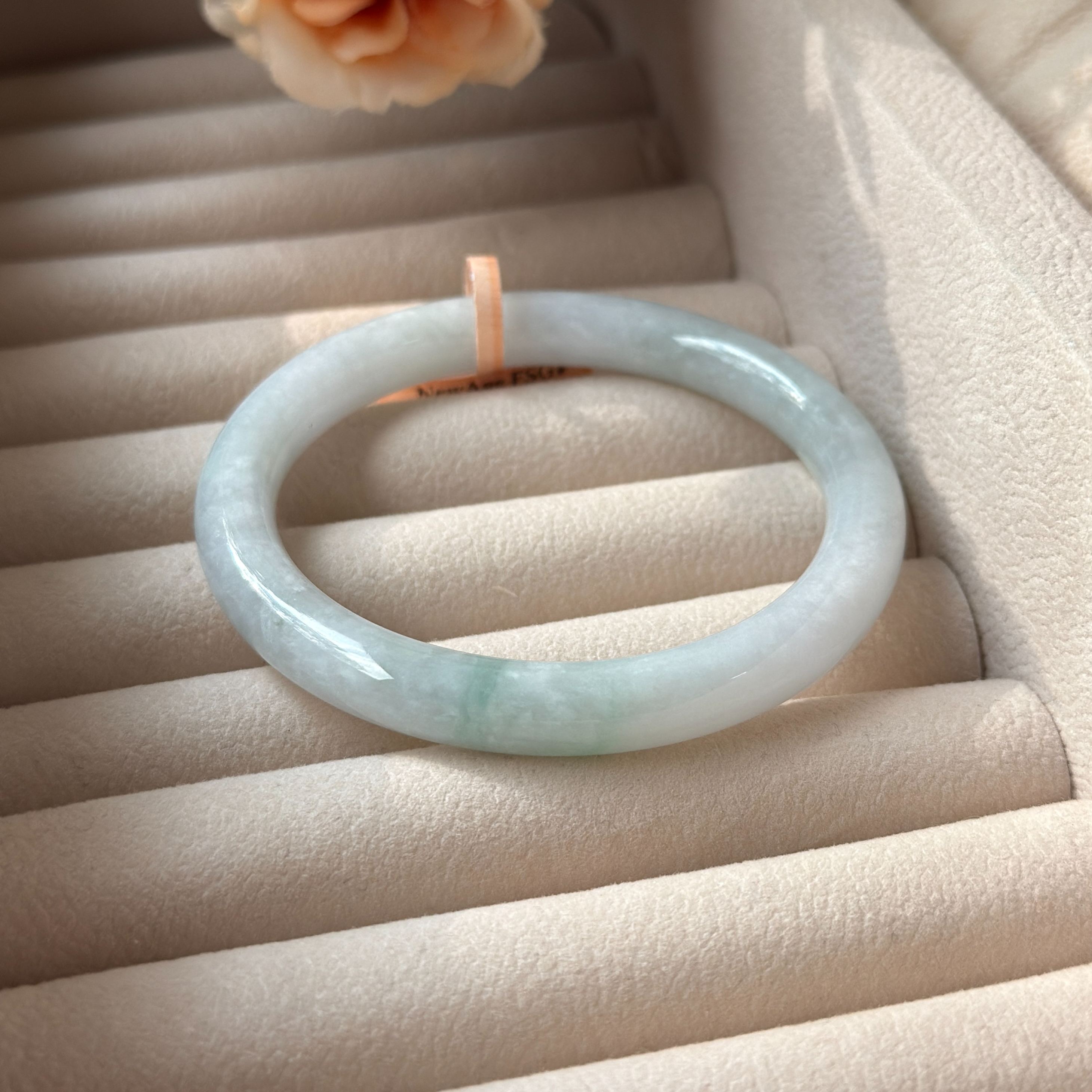 Grade A Pastel Green Yuan Tiao Jade Bangle - S55/34.7g