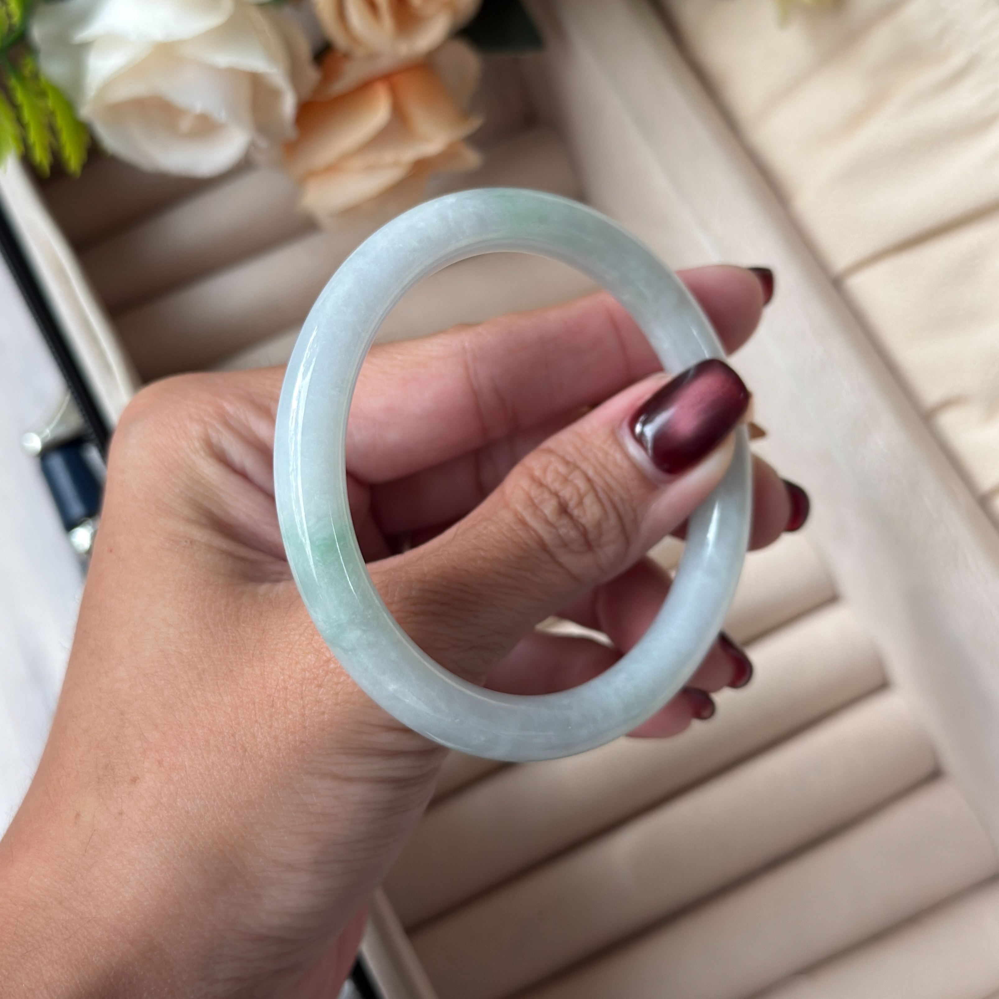 Grade A Pastel Green Yuan Tiao Jade Bangle - S55/34.7g