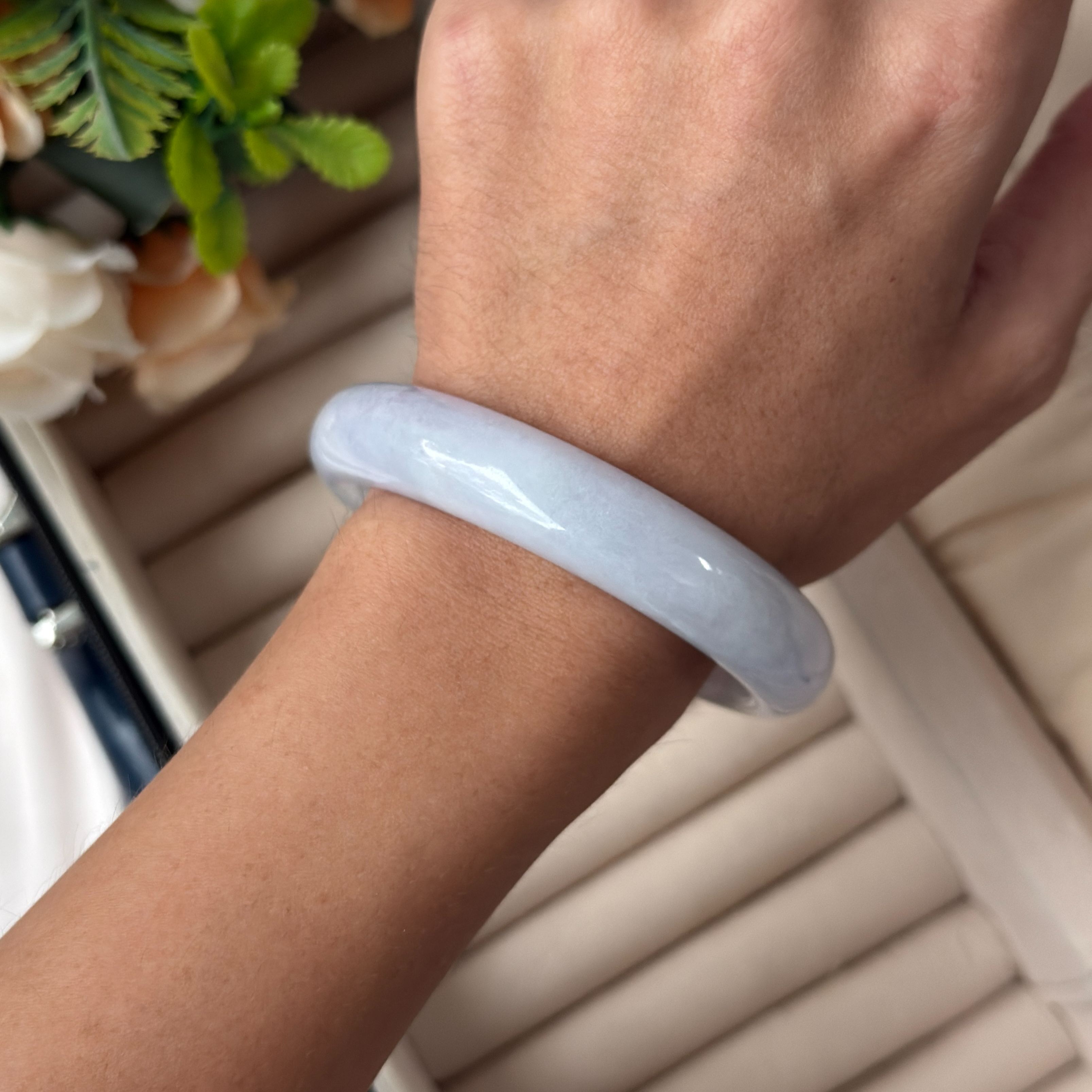 Grade A Lavender Sage Jade Bangle - S58/66.7g