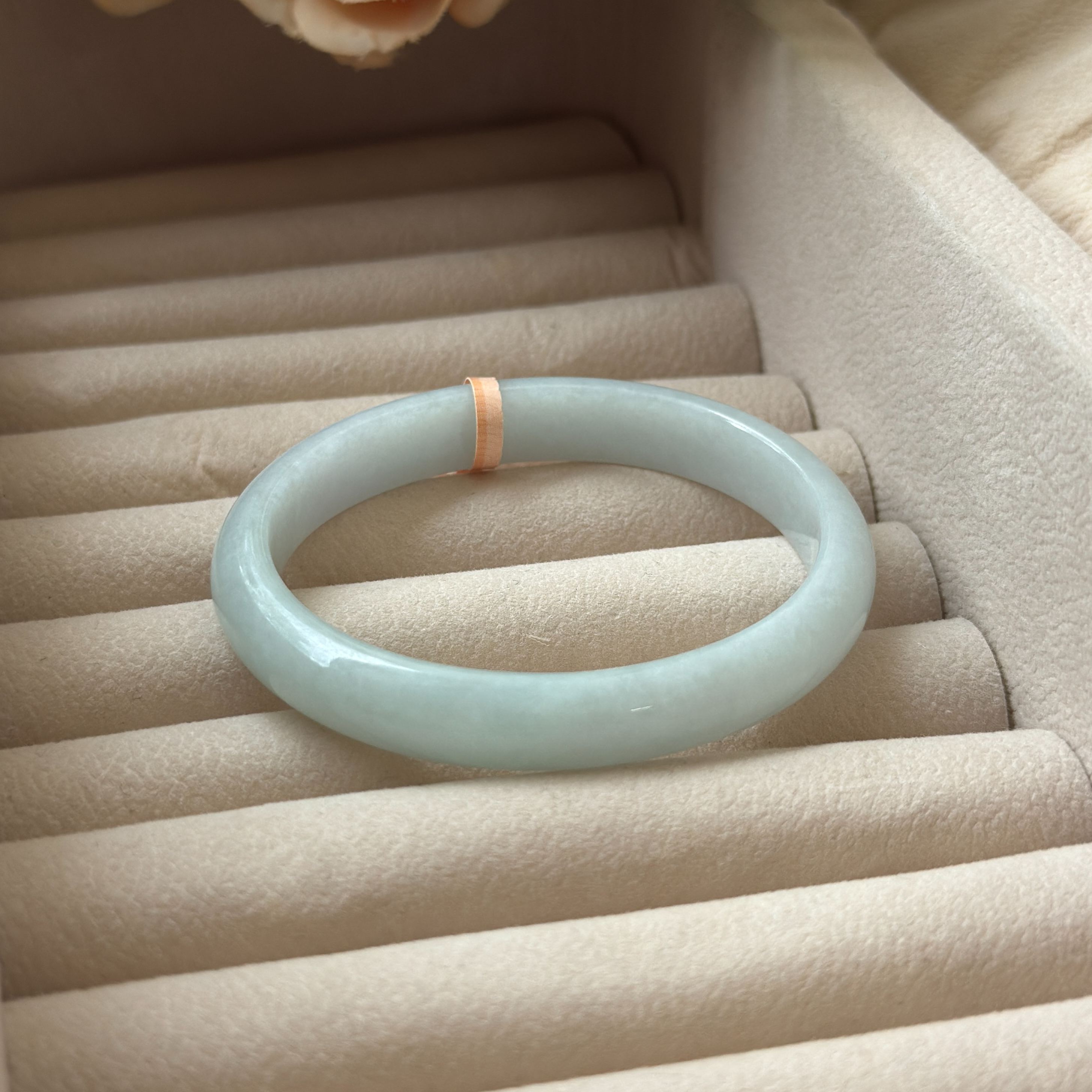 Grade A Mist Green Oval Jade Bangle - S56/31g