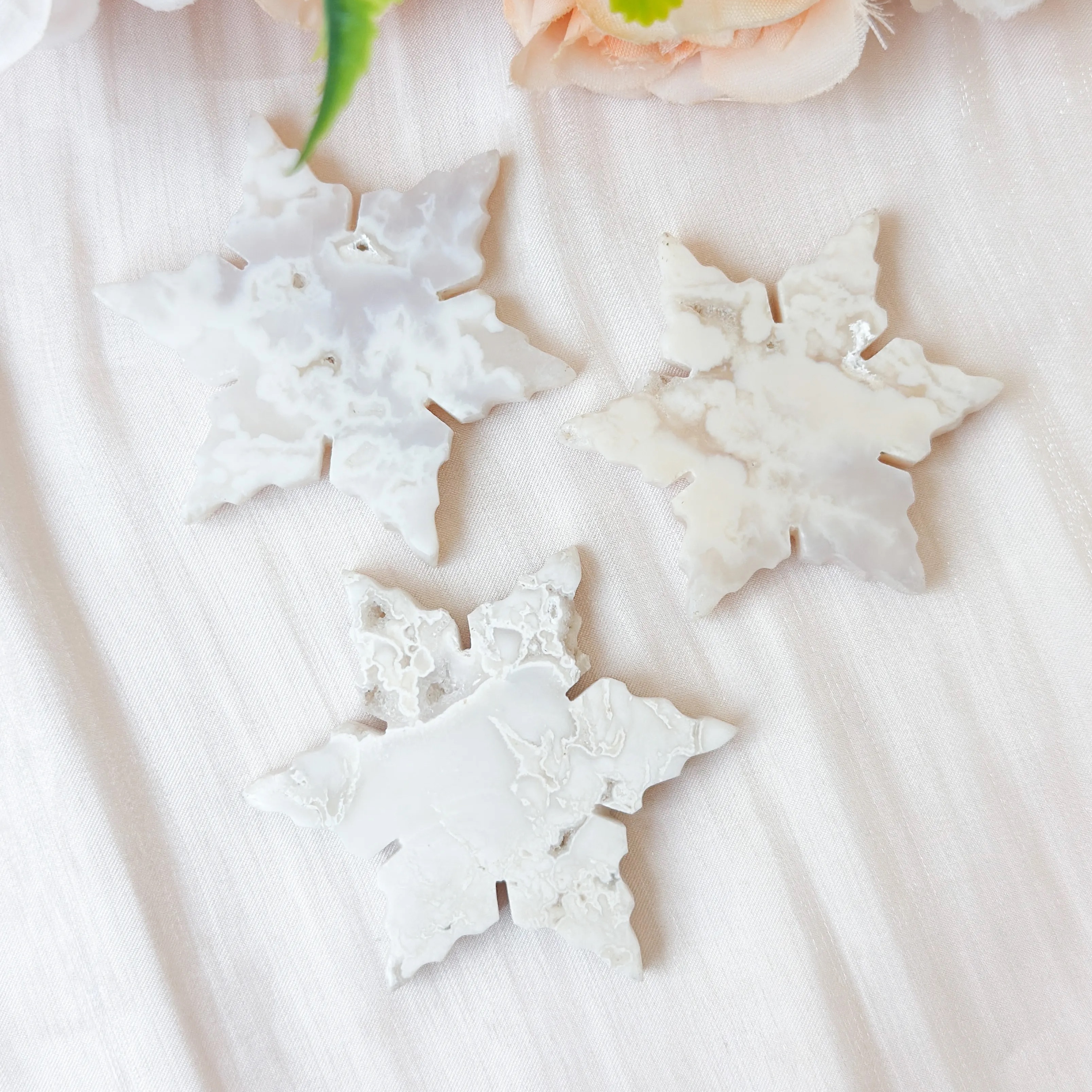 White Plume Agate Snowflake