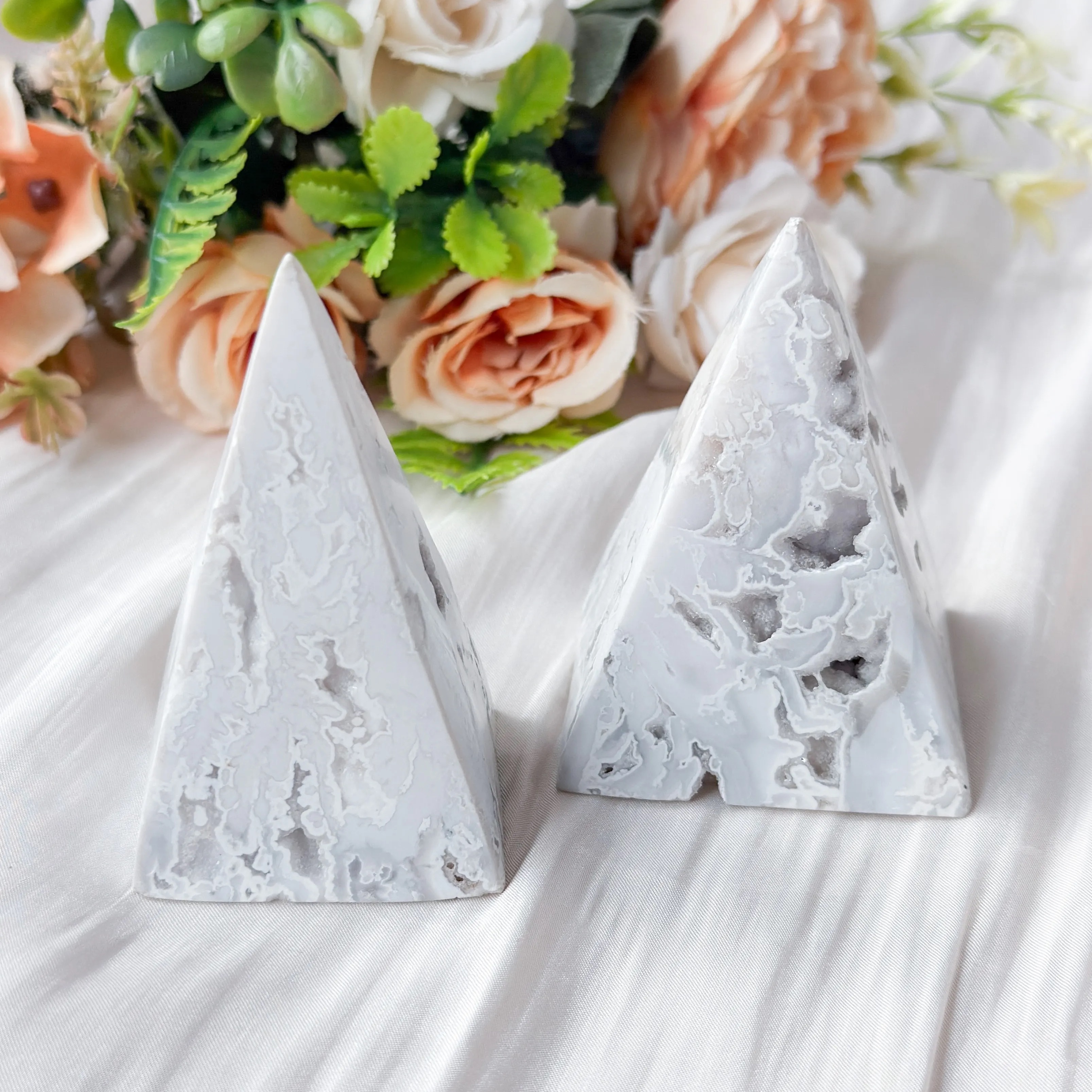 White Plume Agate Pyramid