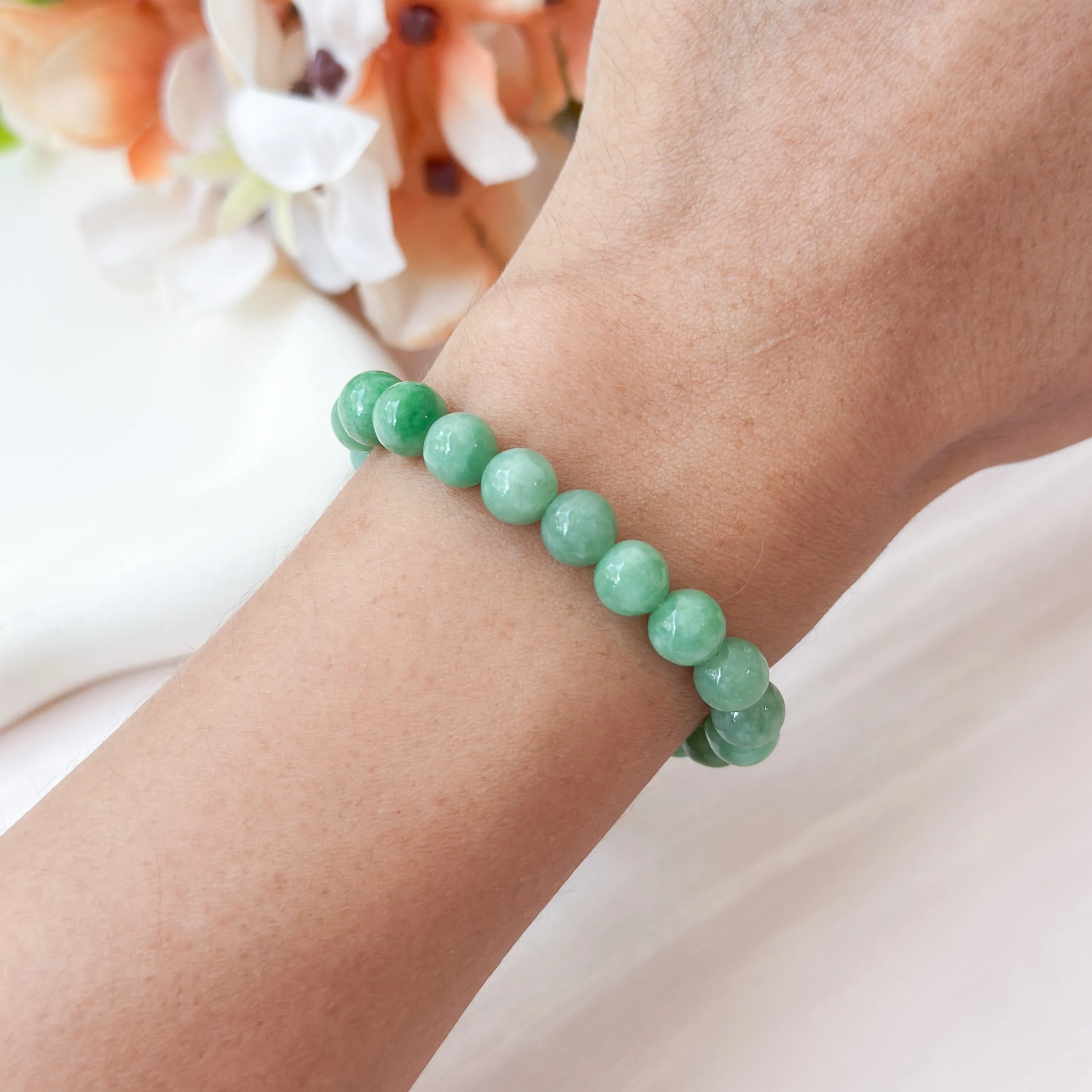 Grade A Pea Green Jade 6-7mm Bracelet