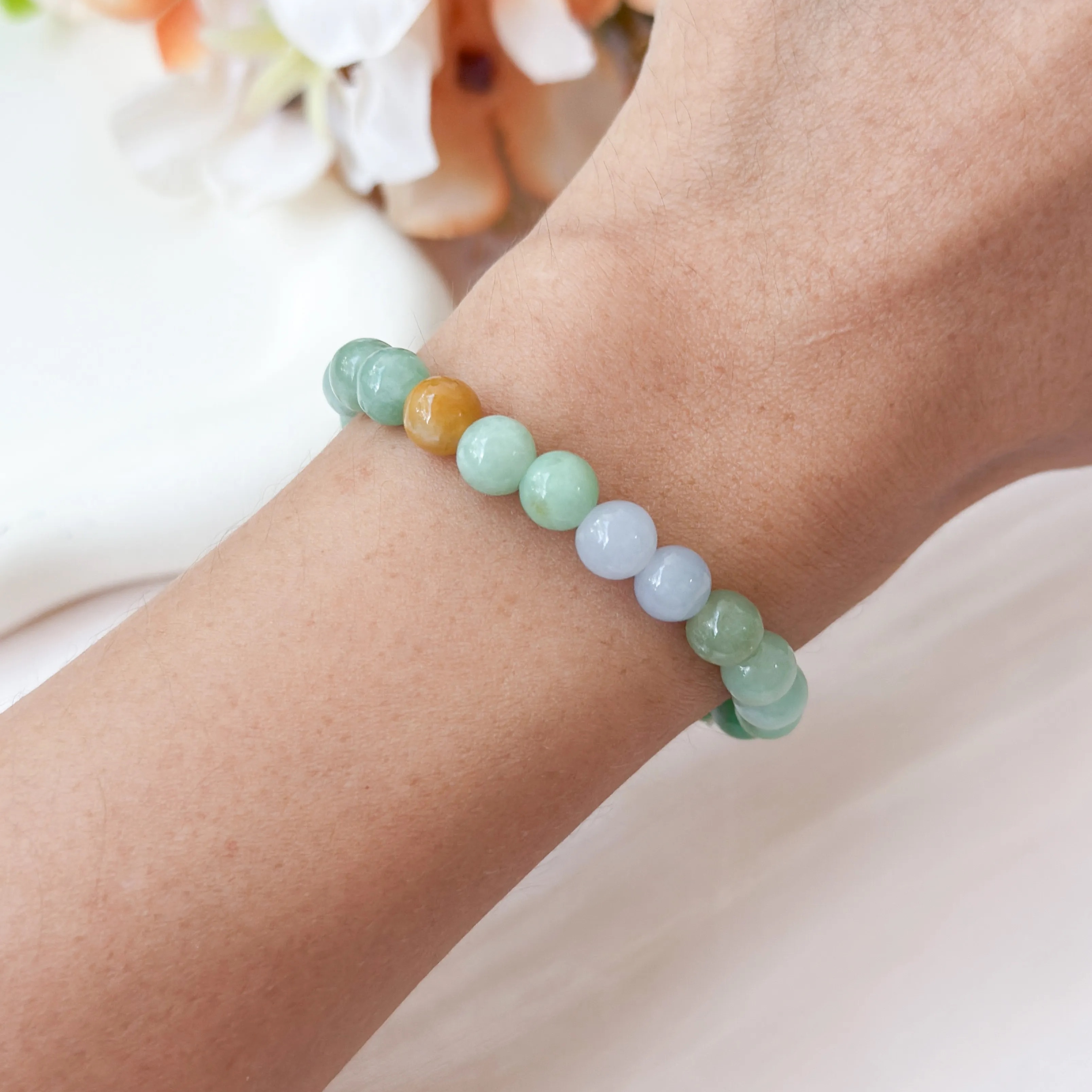 Grade A Multi Colour Jade 6-7mm Bracelet