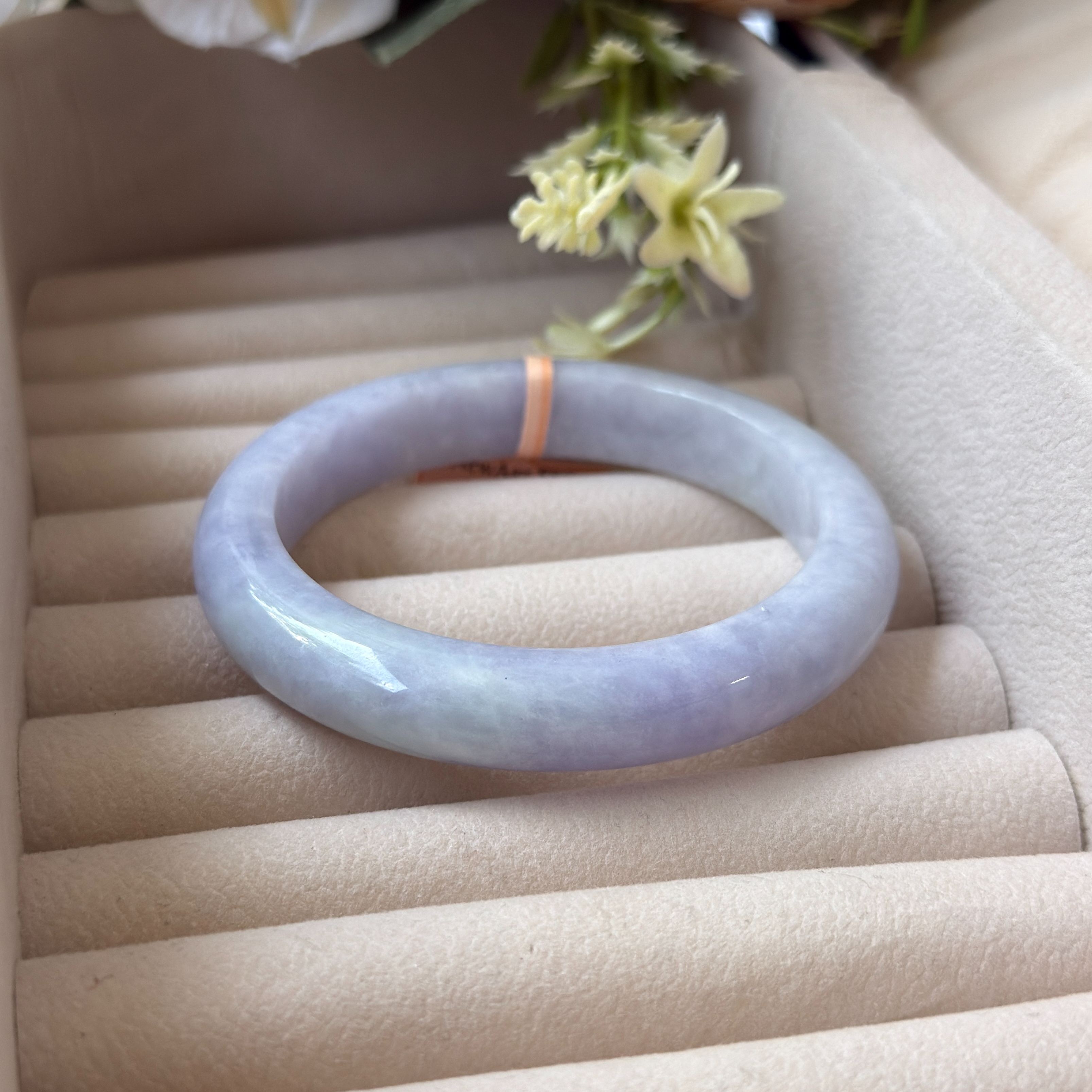 Grade A Iris Lavender Green Jade Bangle - S57+/58.3g - YTM