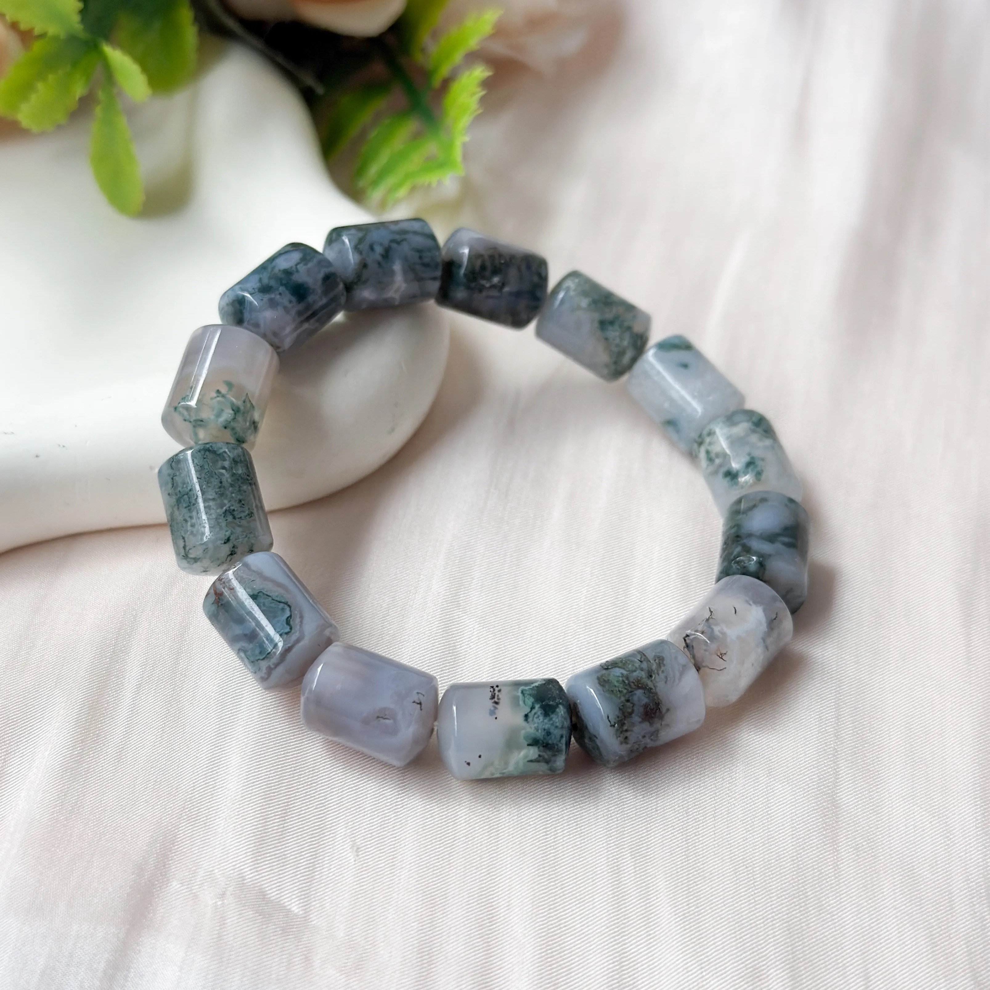 Moss Agate Canister Bracelet