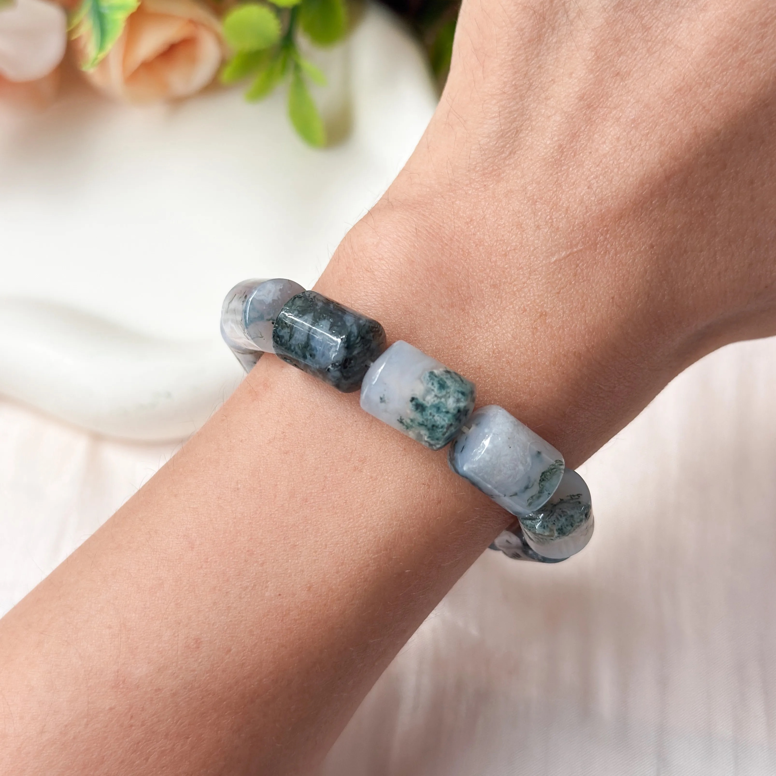 Moss Agate Canister Bracelet