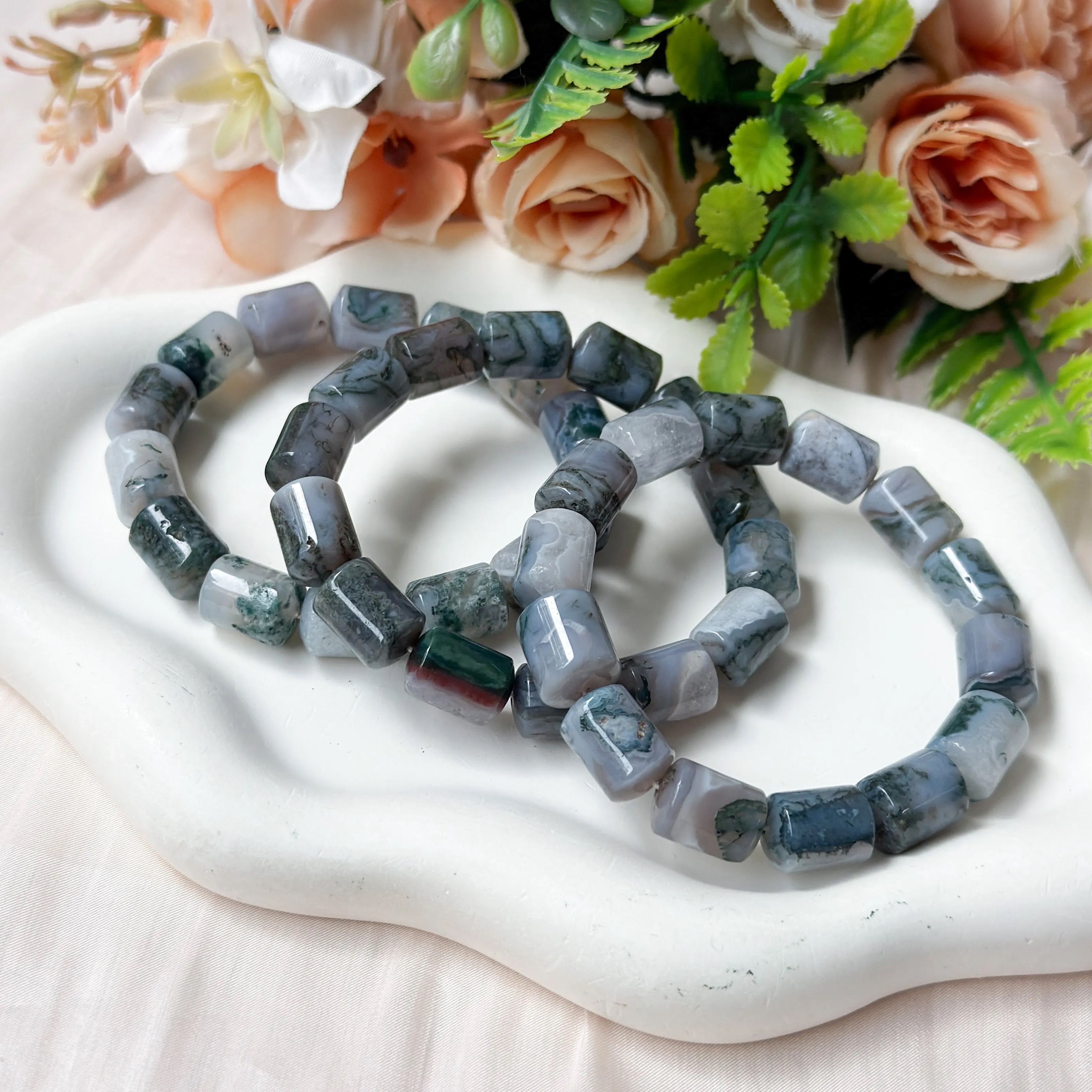 Moss Agate Canister Bracelet