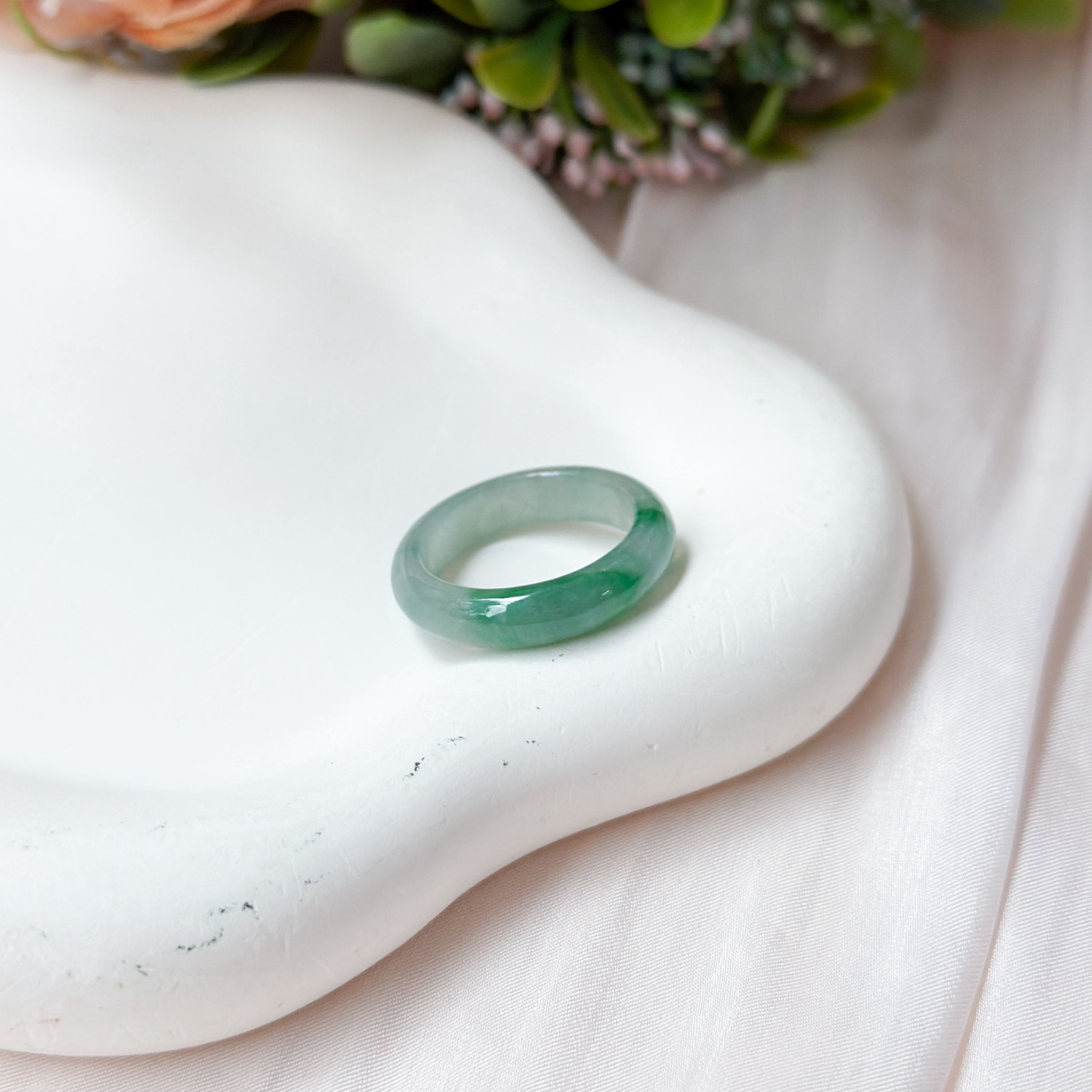Grade A Dreamy Vein Full Jade Ring