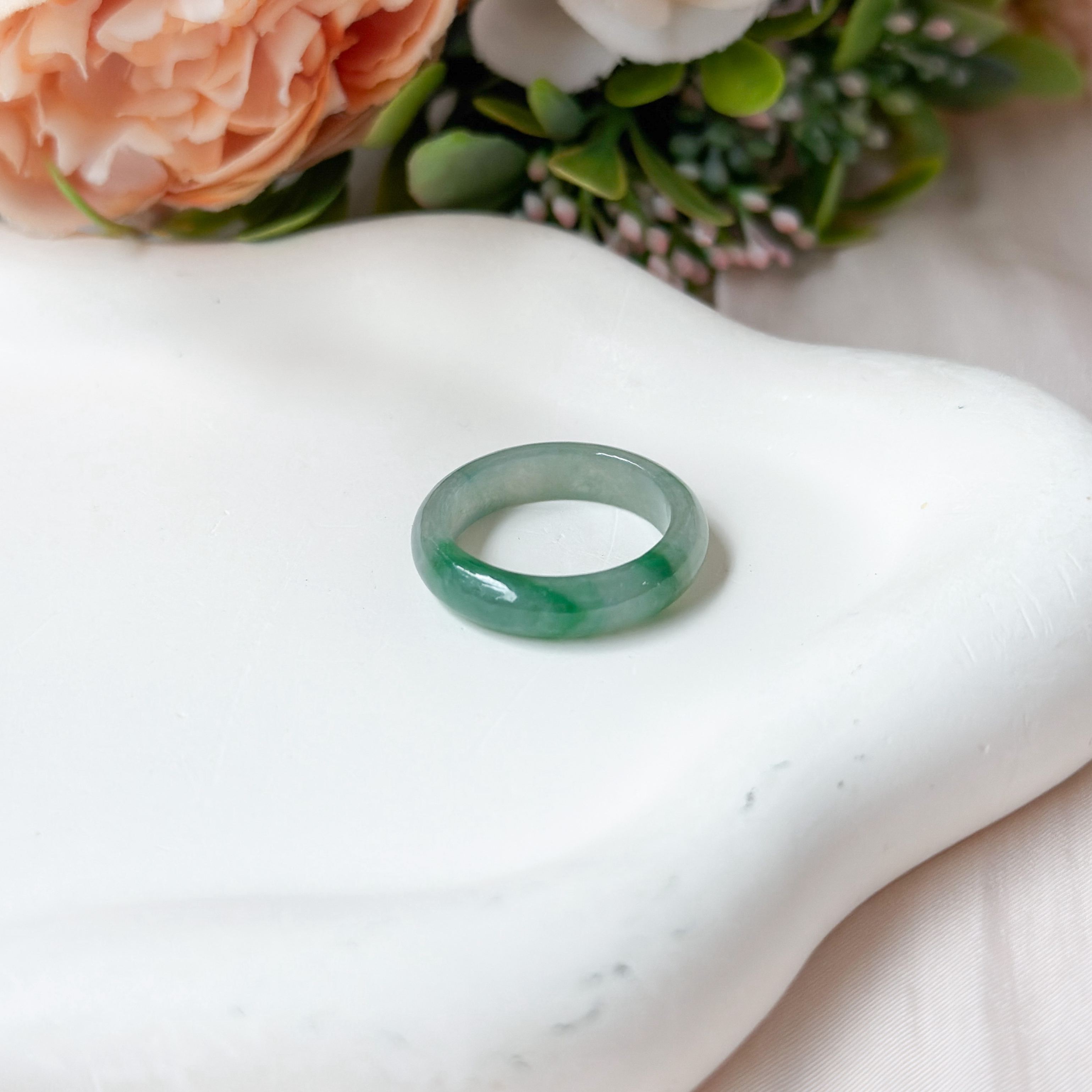 Grade A Dreamy Vein Full Jade Ring