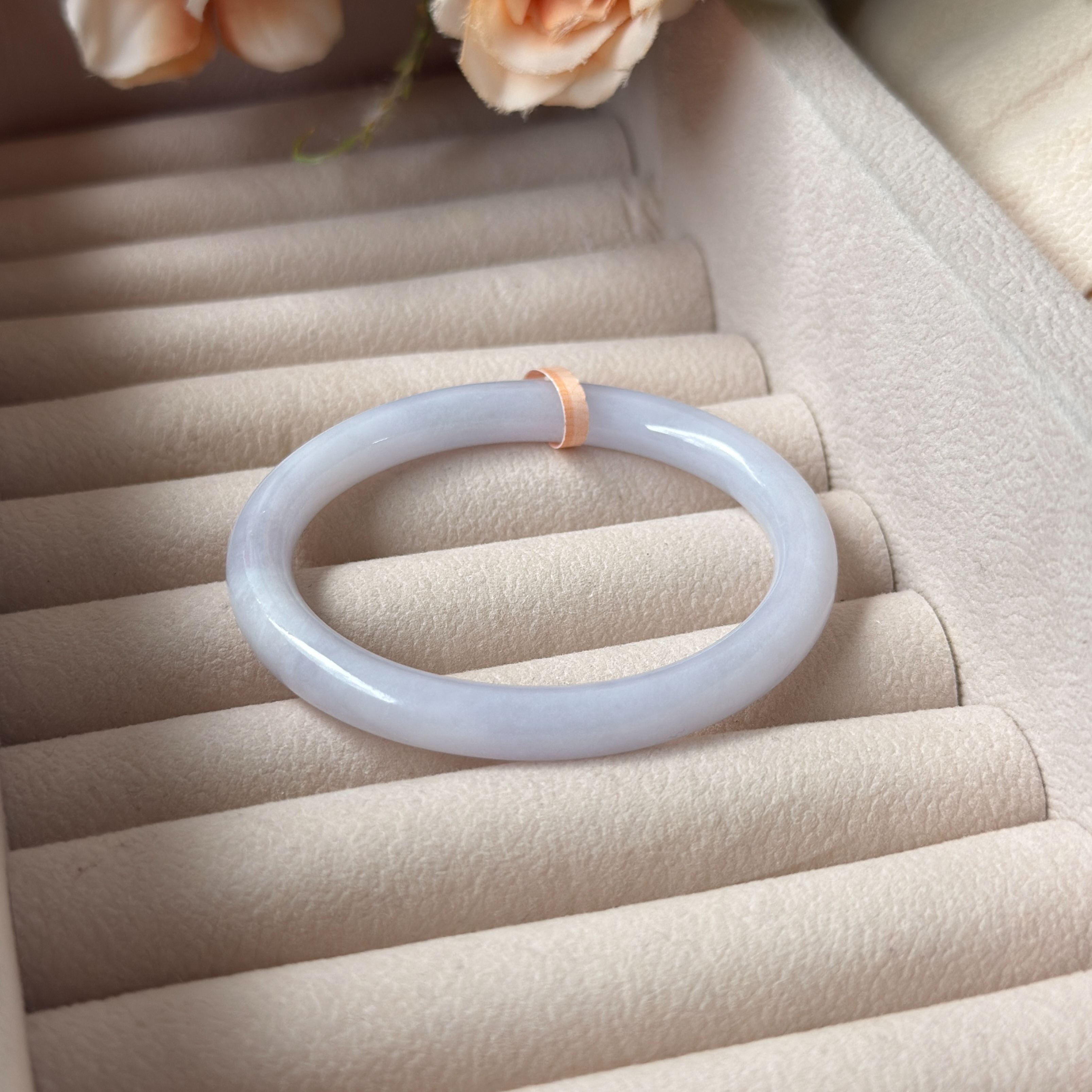 Grade A Jelly Lavender Oval Jade Bangle - S52+/23.6g