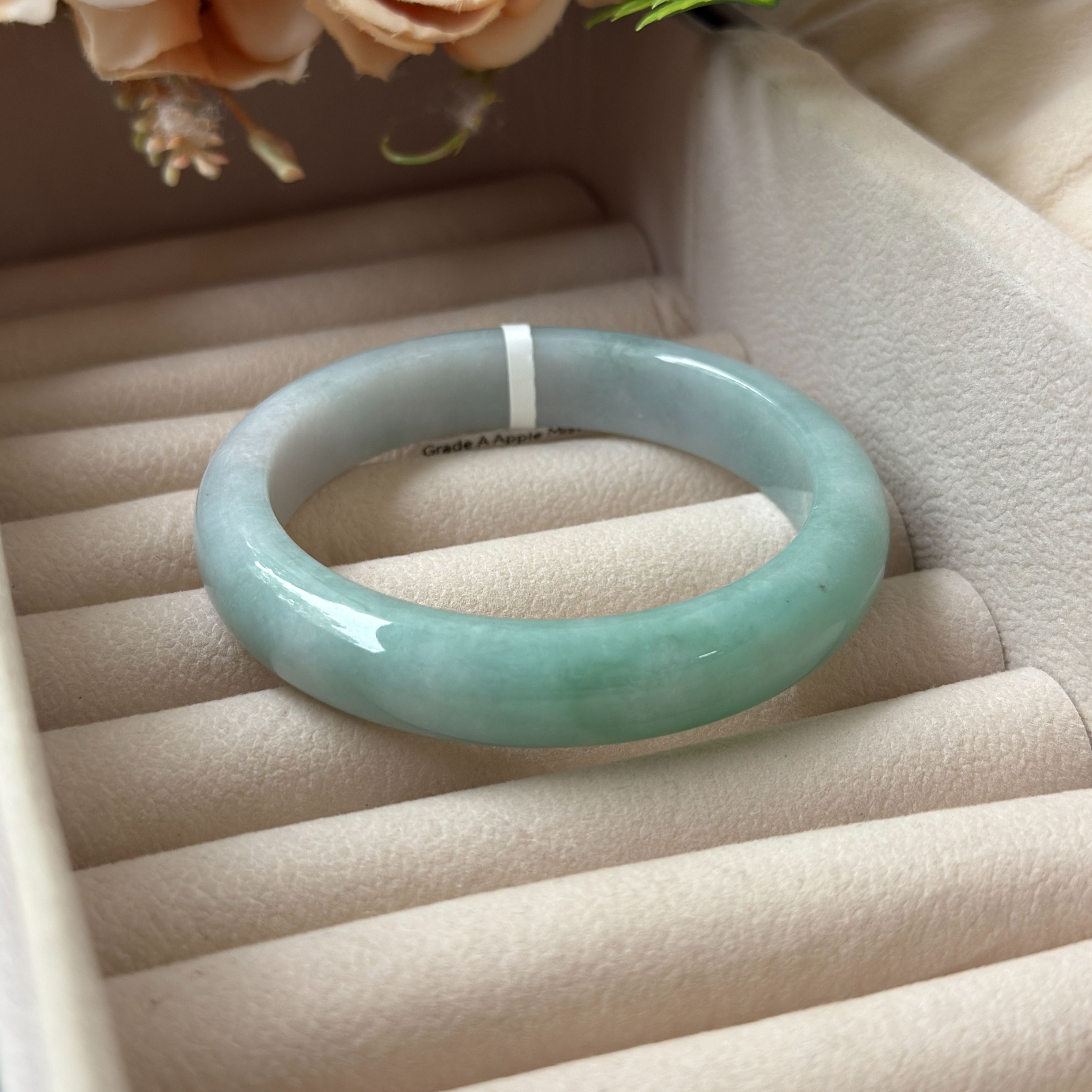Grade A Apple Mist Jade Bangle - S56+/58g