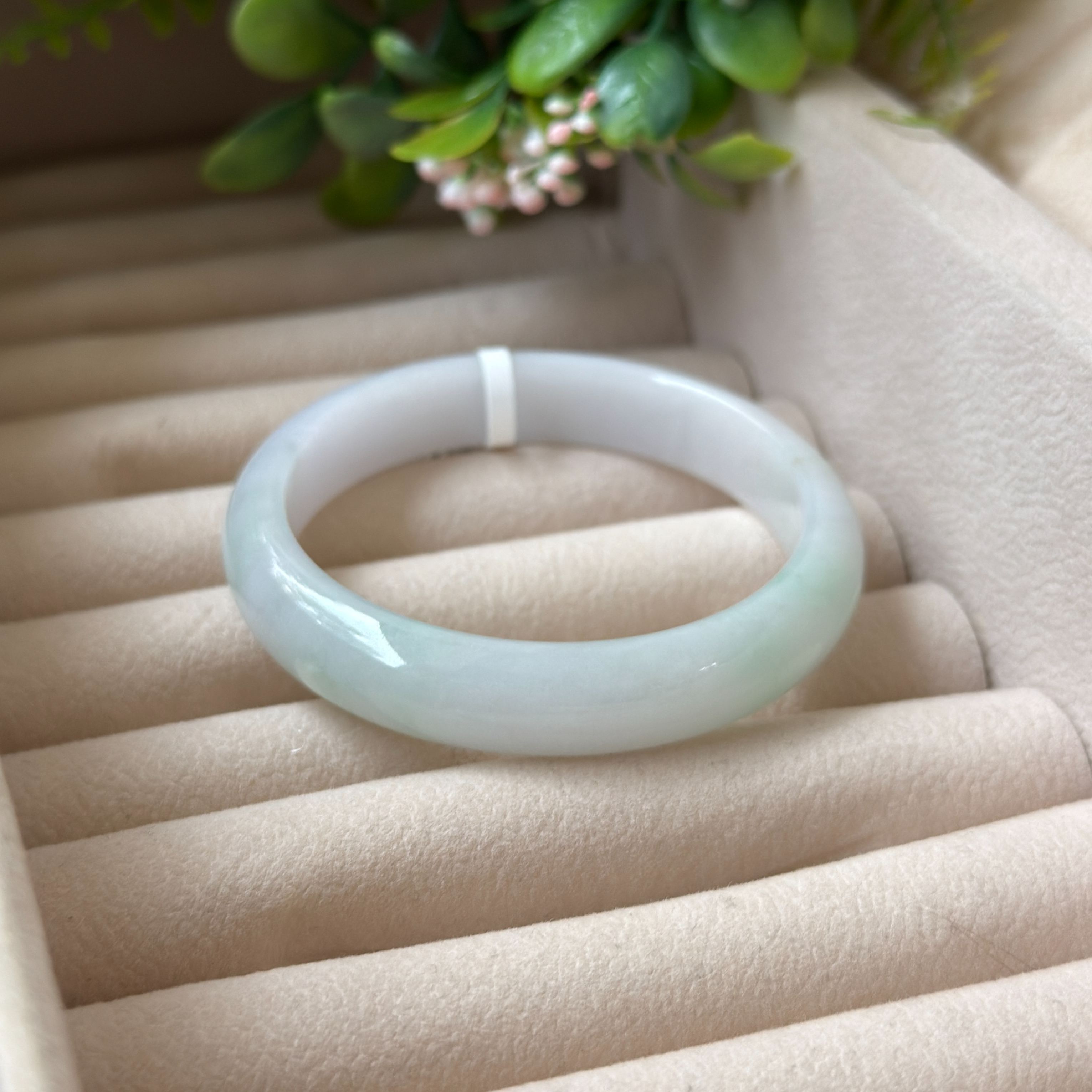 Grade A Silky Lavender Green Jade Bangle - S51+/36.1g