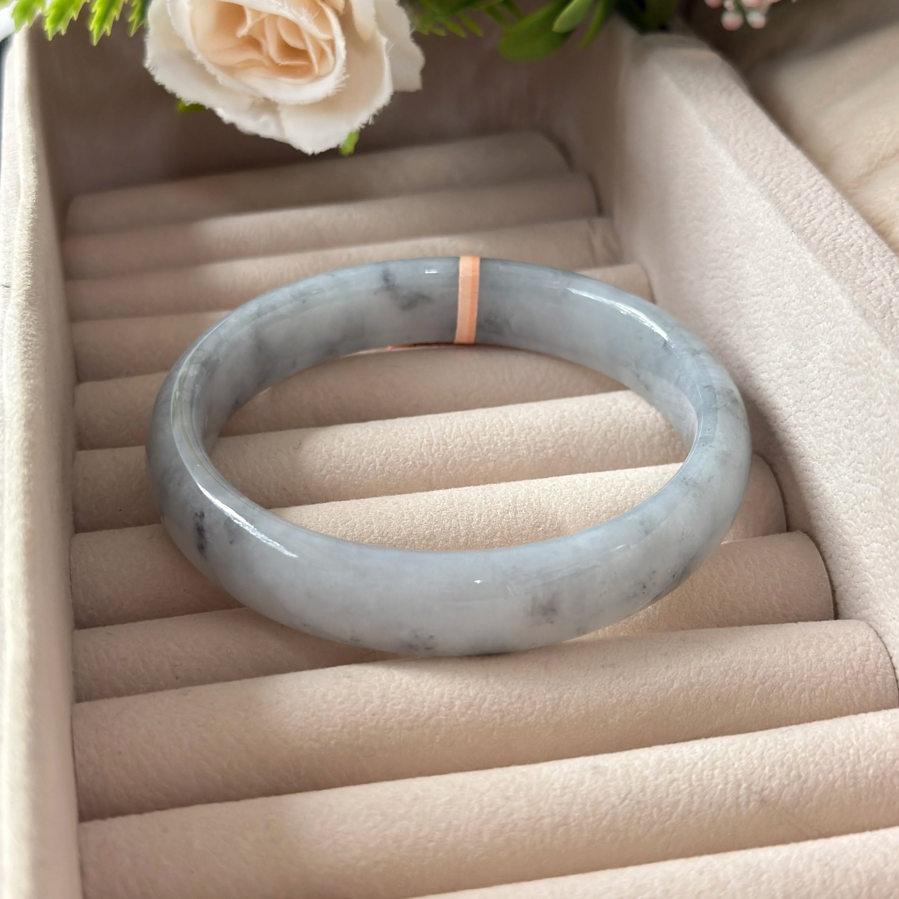 Grade A Silver Mist Jade Bangle - S67+/79g