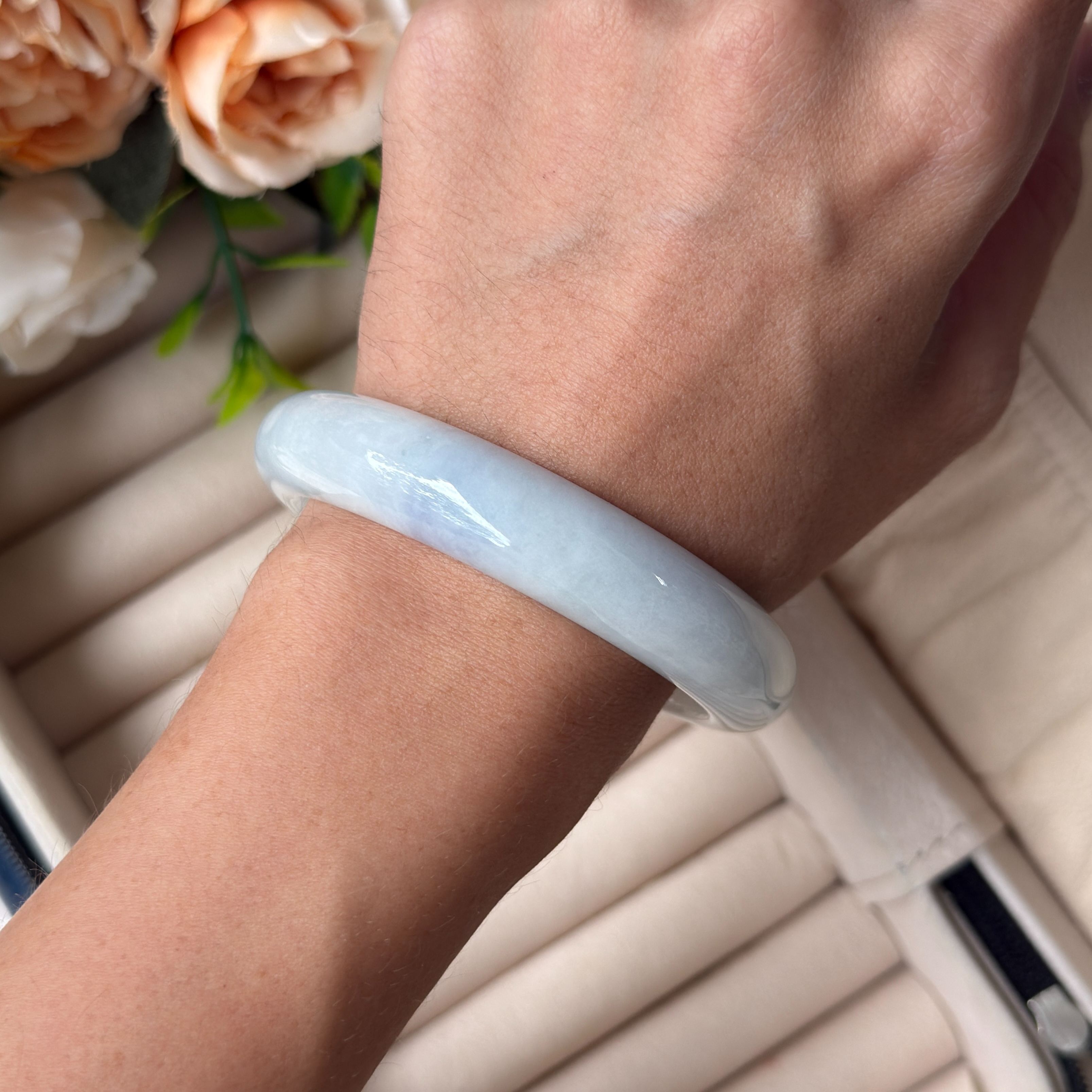 Grade A Lavender Silk Jade Bangle - S56+/61.2g