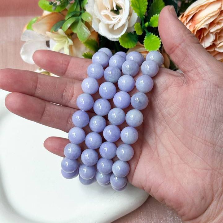 Grade A Premium Lavender Jade 9+mm Bracelet