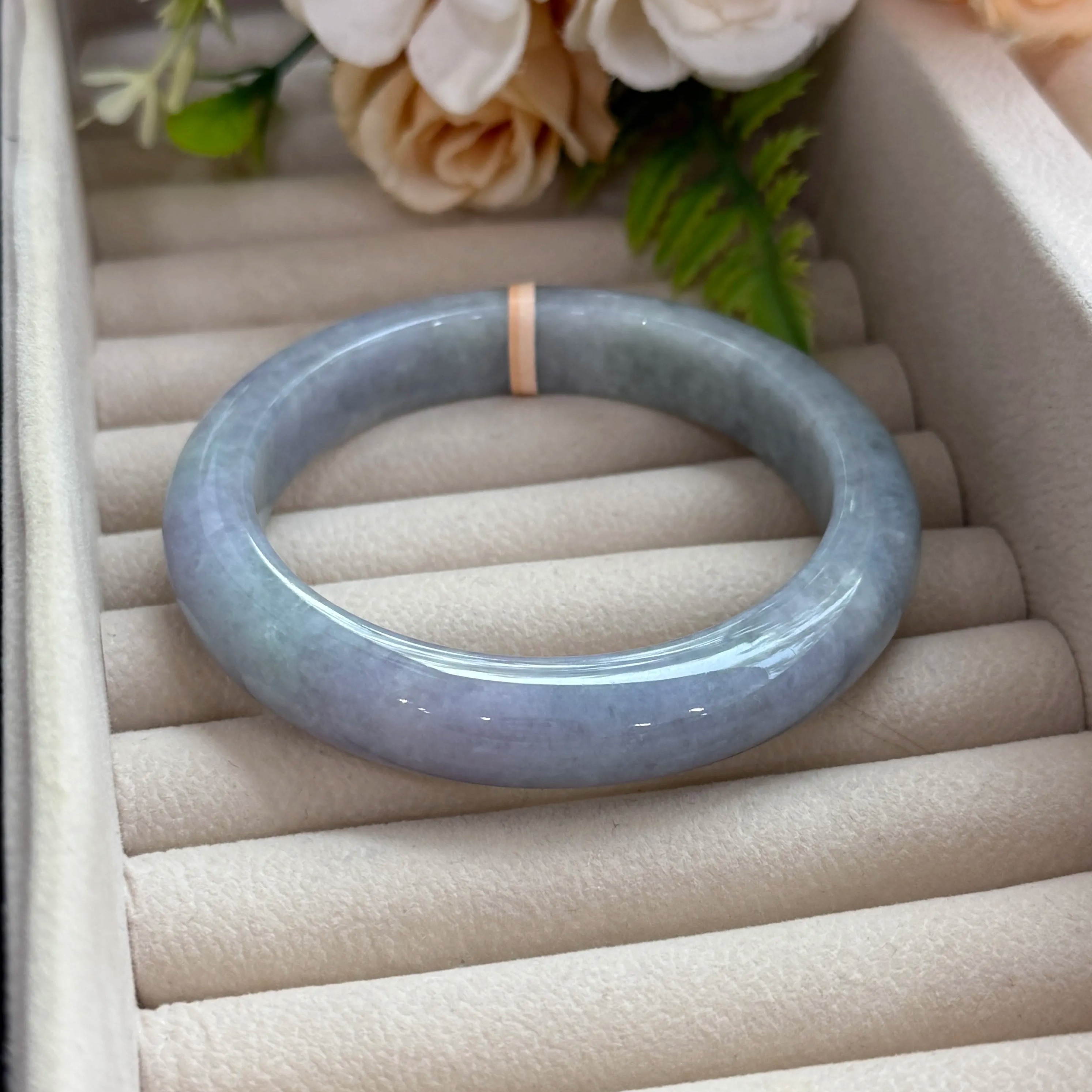 Grade A Blue Moon Lavender Green Jade Bangle - S61+/78.3g