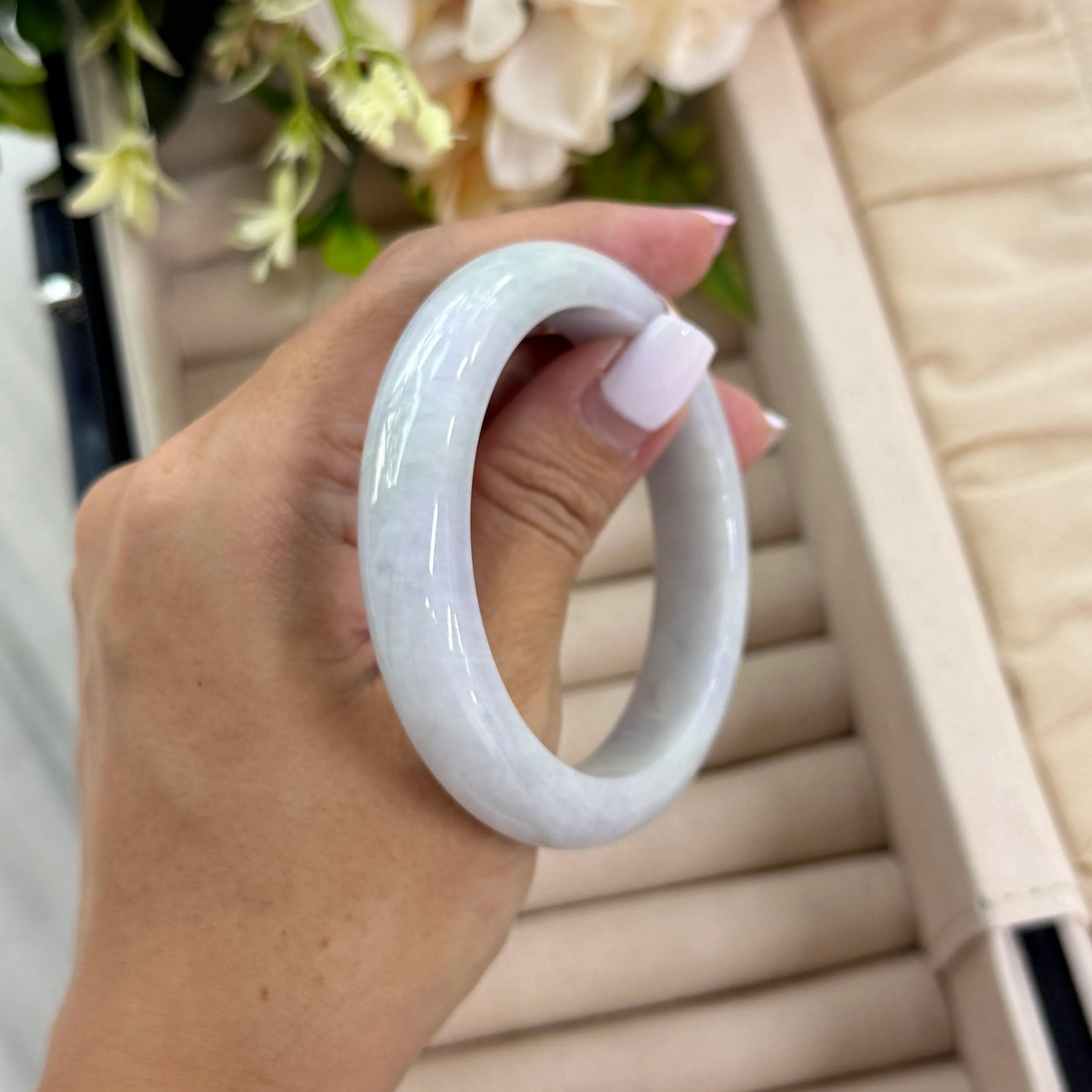 Grade A Lavender Veil Jade Bangle  - S55.3/59.1g