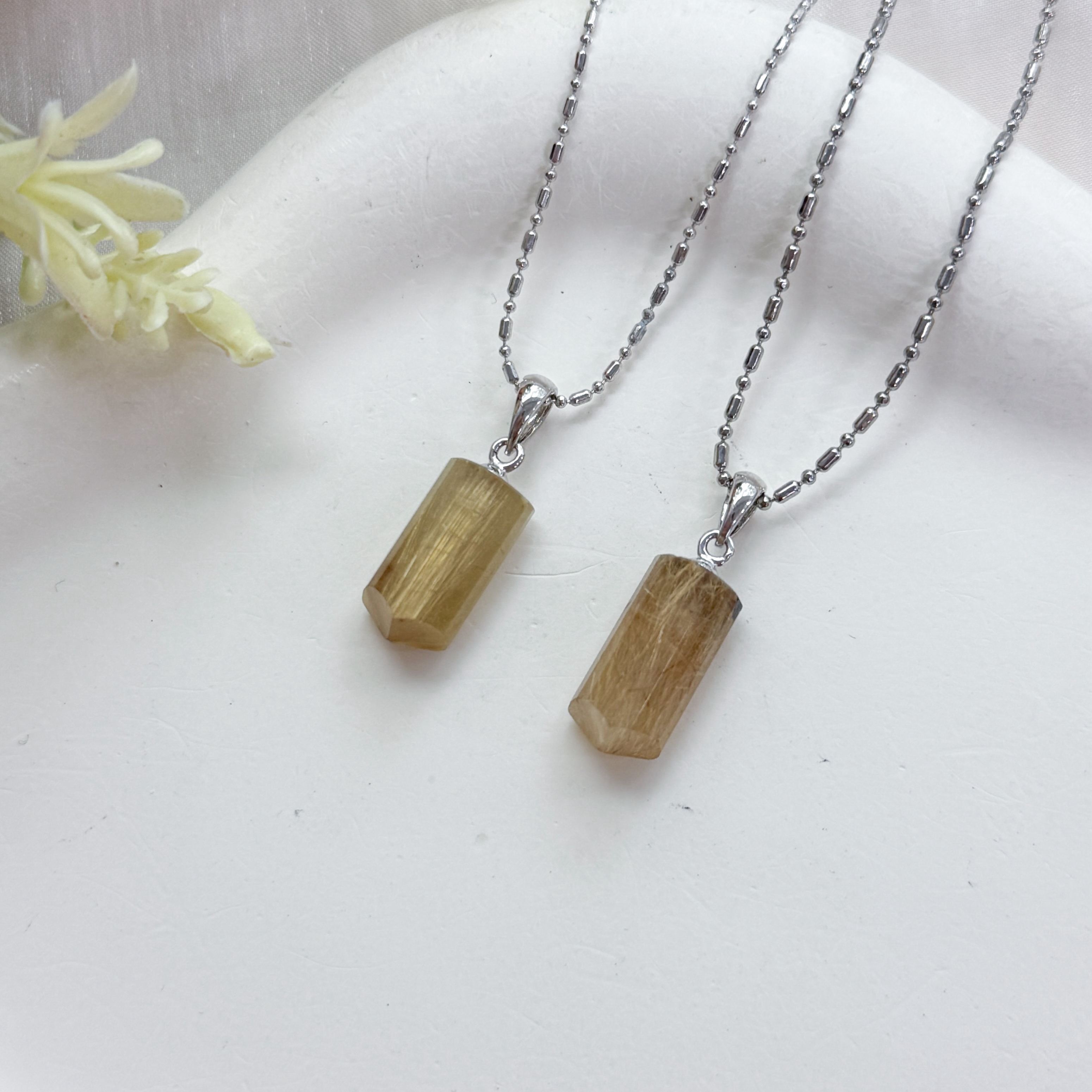 Gold Rutilated Quartz Pointer Pendant
