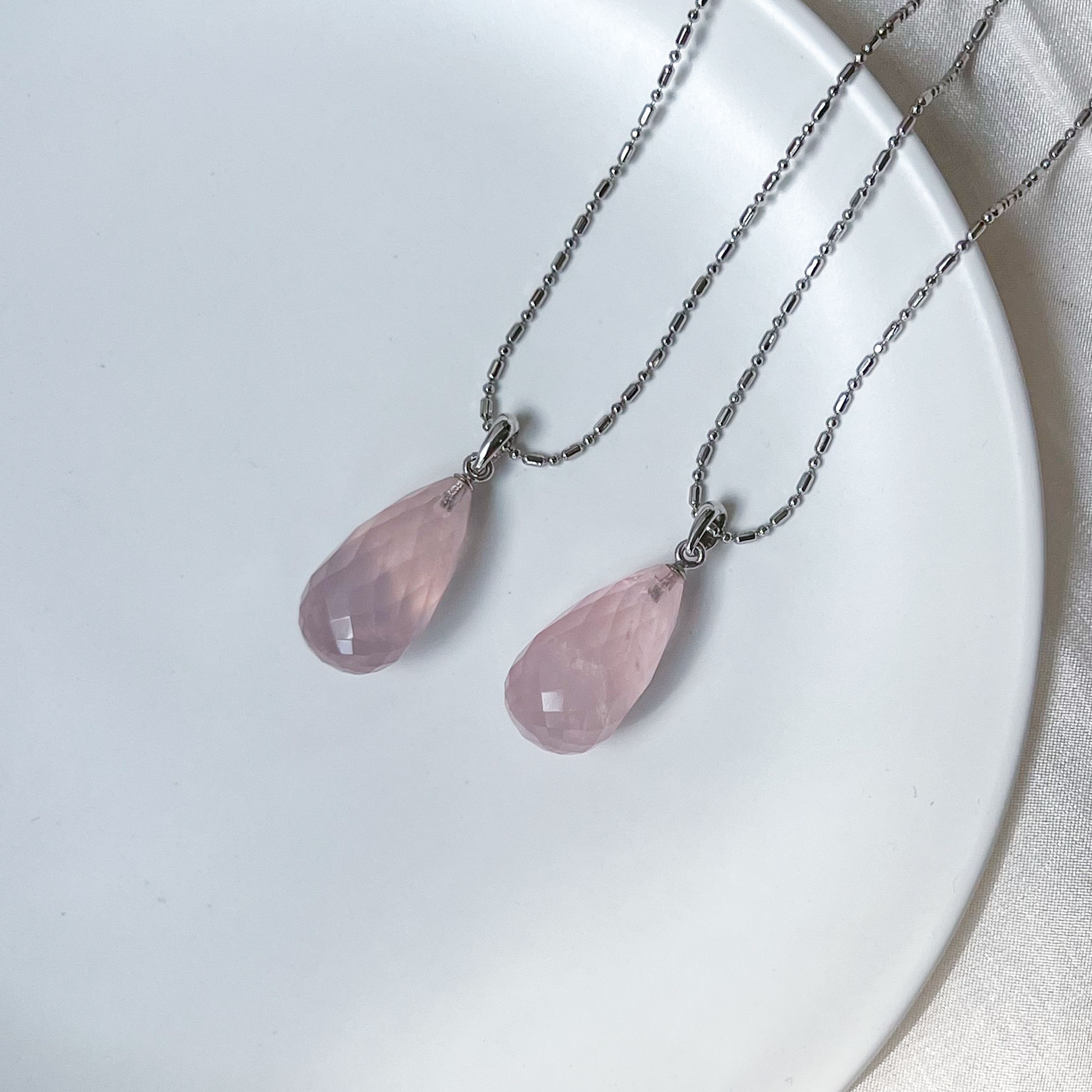 Rose Quartz Raindrop Cut Pendant