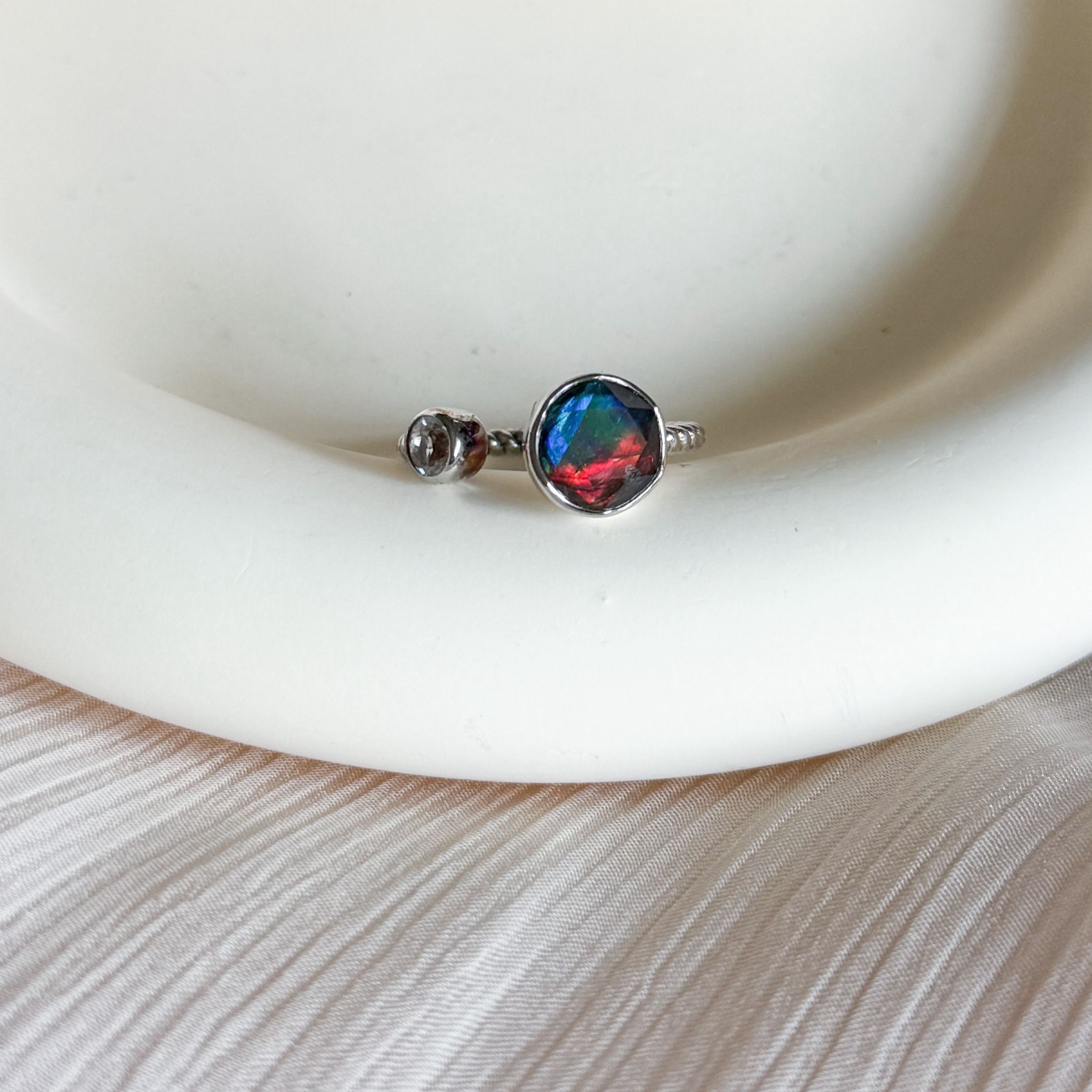 Ammolite Star of David Ring - CZ