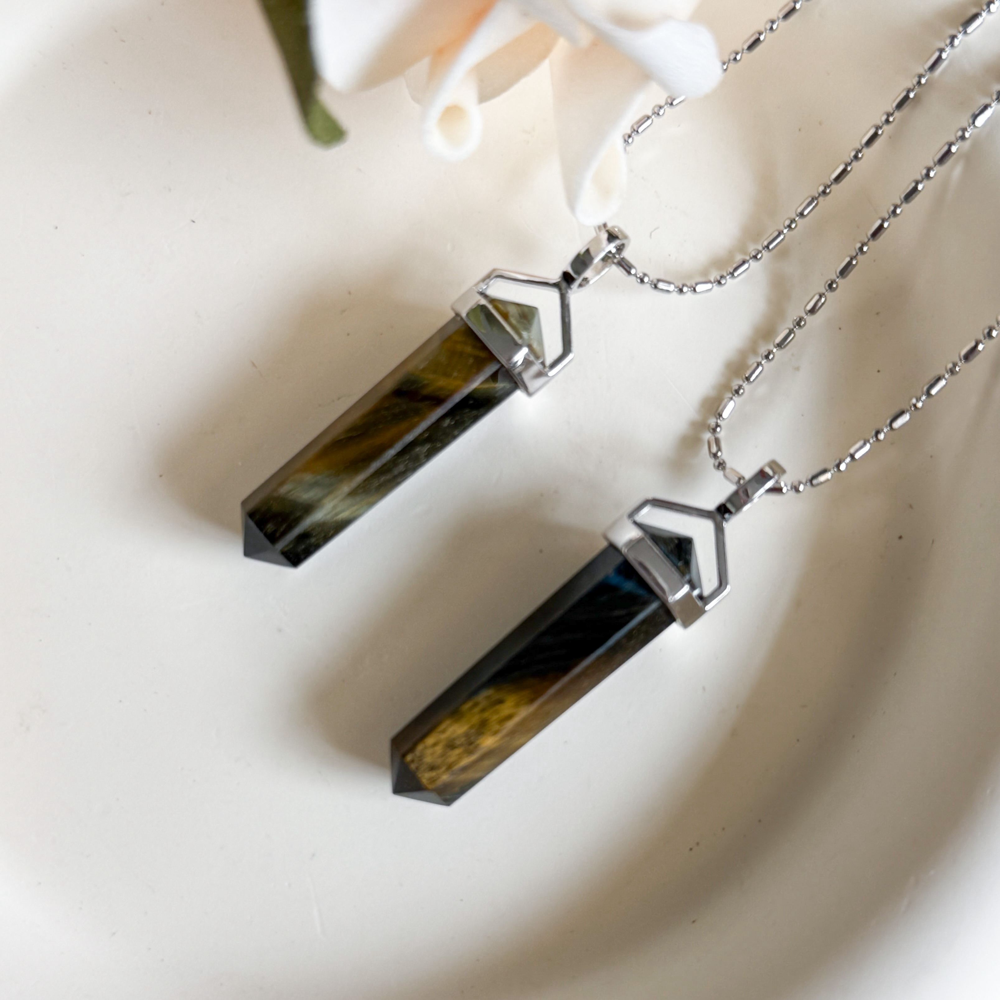 Duo Tone Tiger Eye Double Pointer Pendant