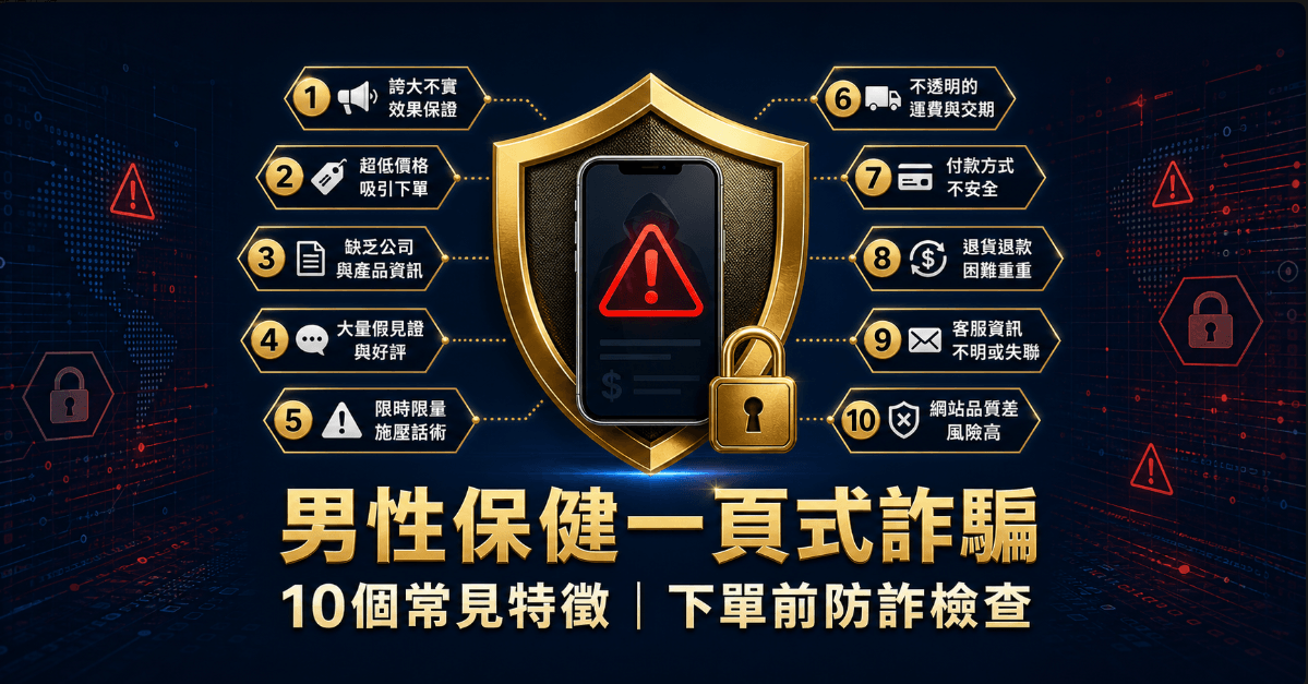 男性保健一頁式詐騙的10個常見特徵｜下單前防詐檢查