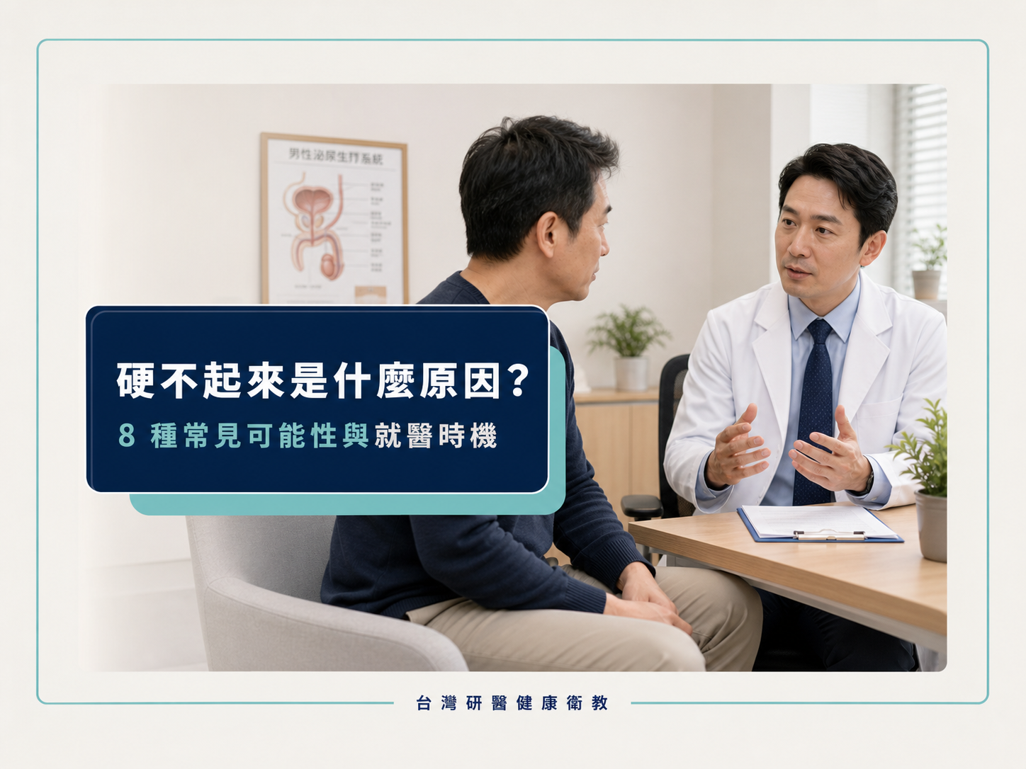 中年男性向醫師諮詢硬不起來原因與就醫時機