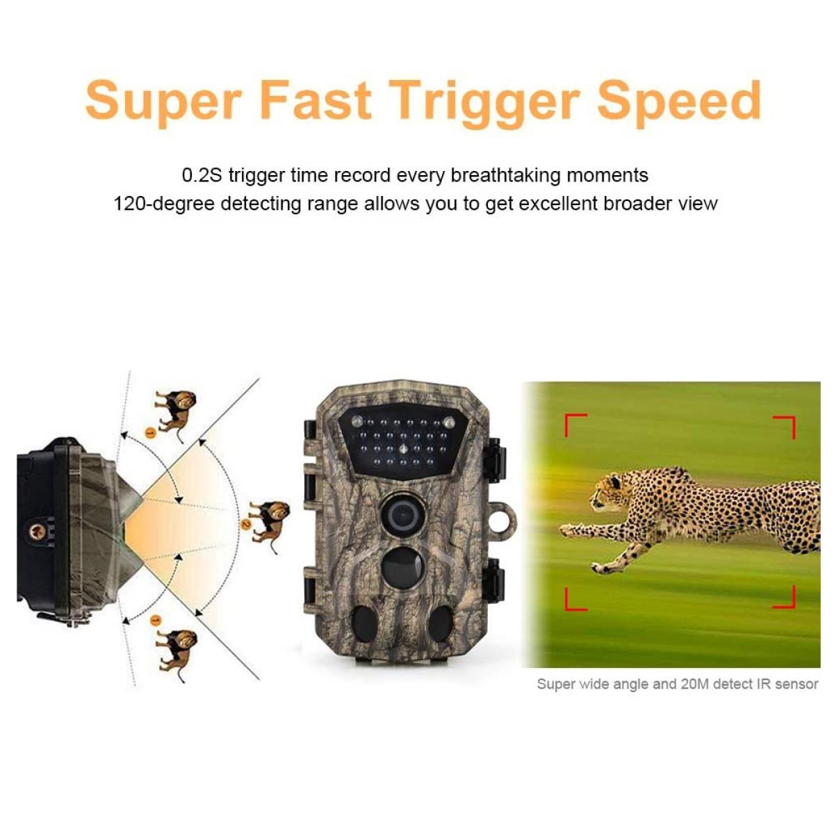 H883 Mini Trail Camera 1080P HD Game Camera IP66 Waterproof Wildlife Hunting Cam with 12months long standby and Night Vision 2.4” LCD IR LEDs