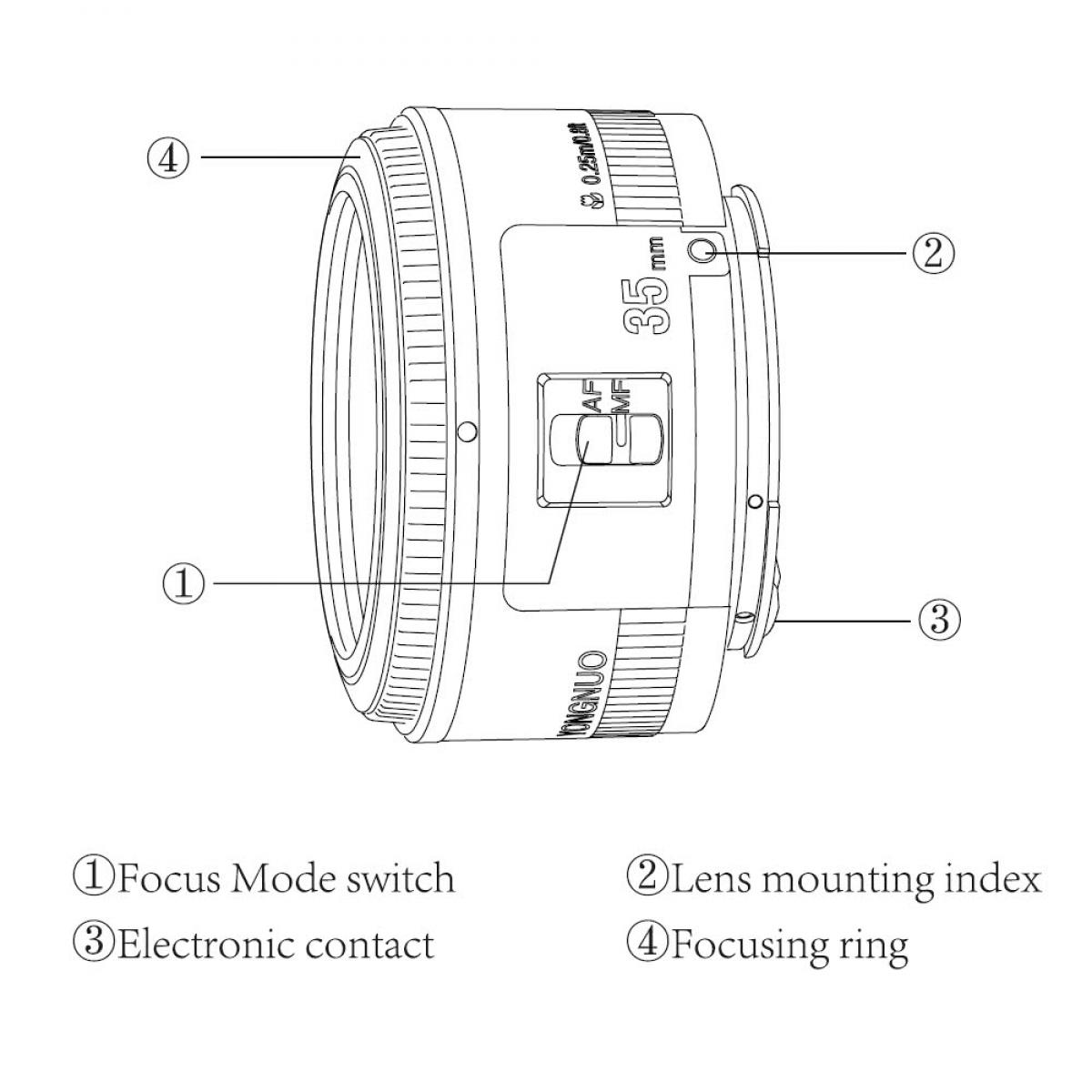 Yongnuo YN35mm F2 Lens 1:2 AF/ MF Wide Angle Fixed / Fixed Focus AF Lens for Canon EF mount EOS cameras
