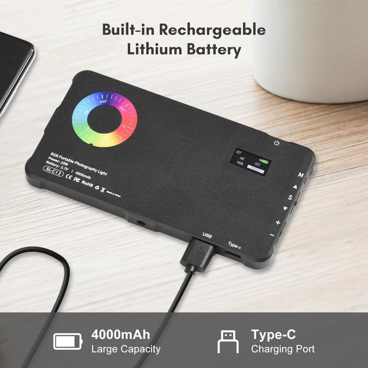 RGB multi-function two-in-one fill light & power bank, built-in 4000mAh large battery, SLR camera, mobile phone shooting Vlog photo photography light