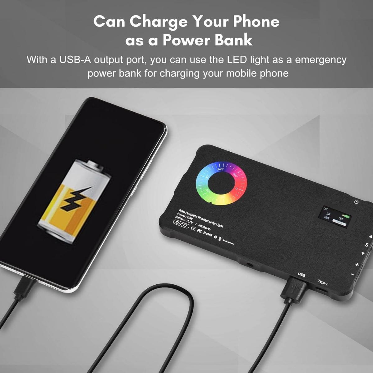 RGB multi-function two-in-one fill light & power bank, built-in 4000mAh large battery, SLR camera, mobile phone shooting Vlog photo photography light