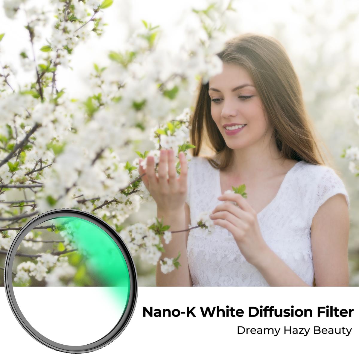 White Pro Mist Filter Cinematic Effect Filter with 18 Multi-Layer Coatings for Portrait and Landscape Photography Nano-K Series