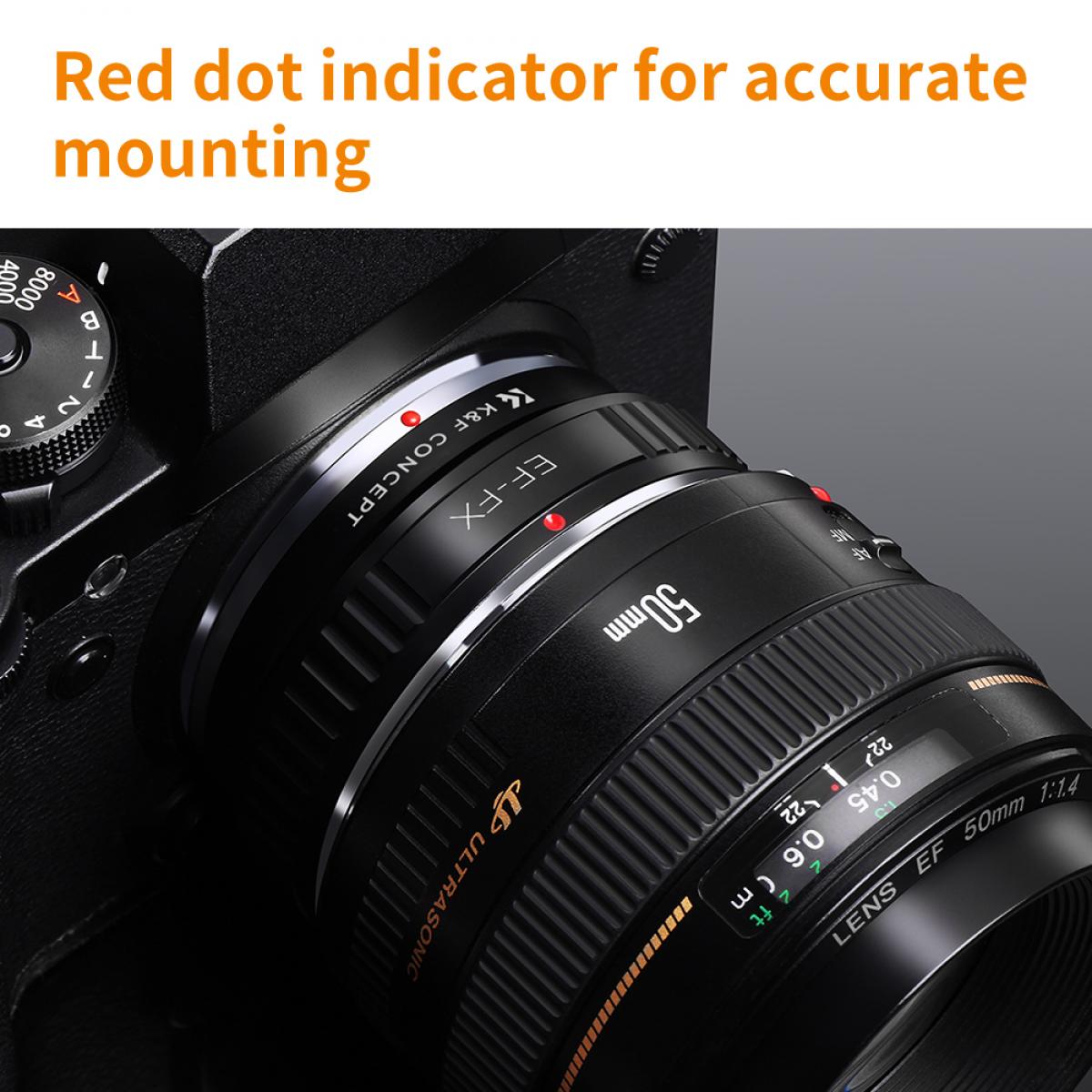 EOS EF/EFS Lens to Fuji FX Mount X-Pro1 X Camera X-Series Mirrorless Cameras K&F Concept Lens Mount Adapter